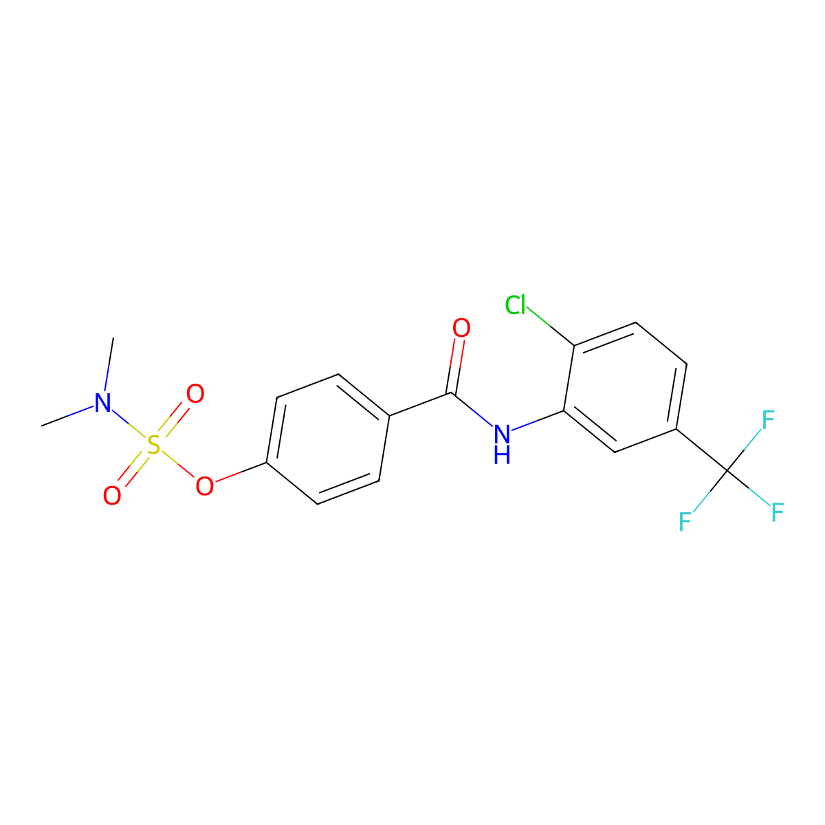 4-{[2-chloro-5-(trifluoromethyl)anilino]carbonyl}phenyl-N,N-dimethylsulfamate molecular structure, CAS 338396-26-2