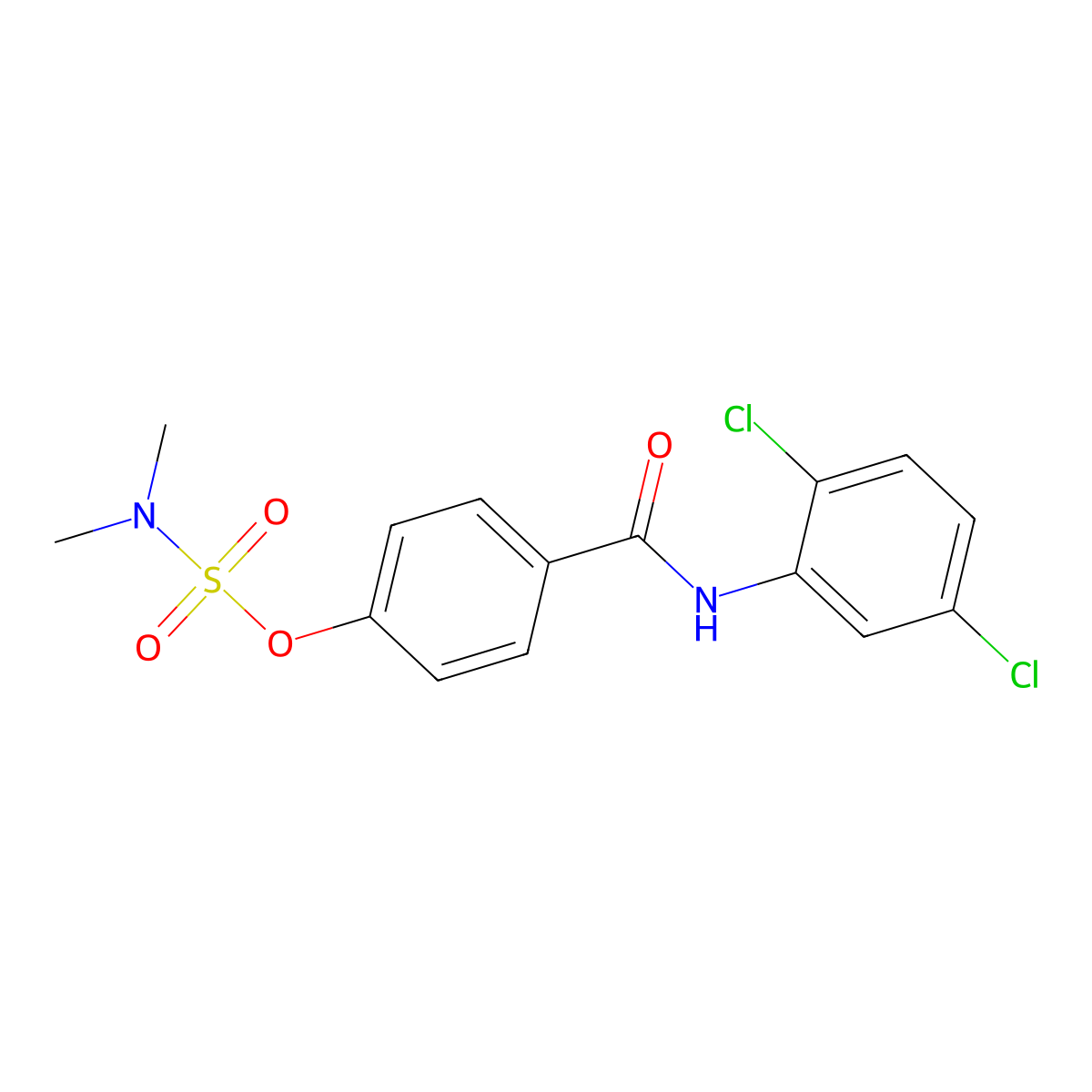 4-[(2,5-dichloroanilino)carbonyl]phenyl-N,N-dimethylsulfamate molecular structure, CAS 338396-28-4