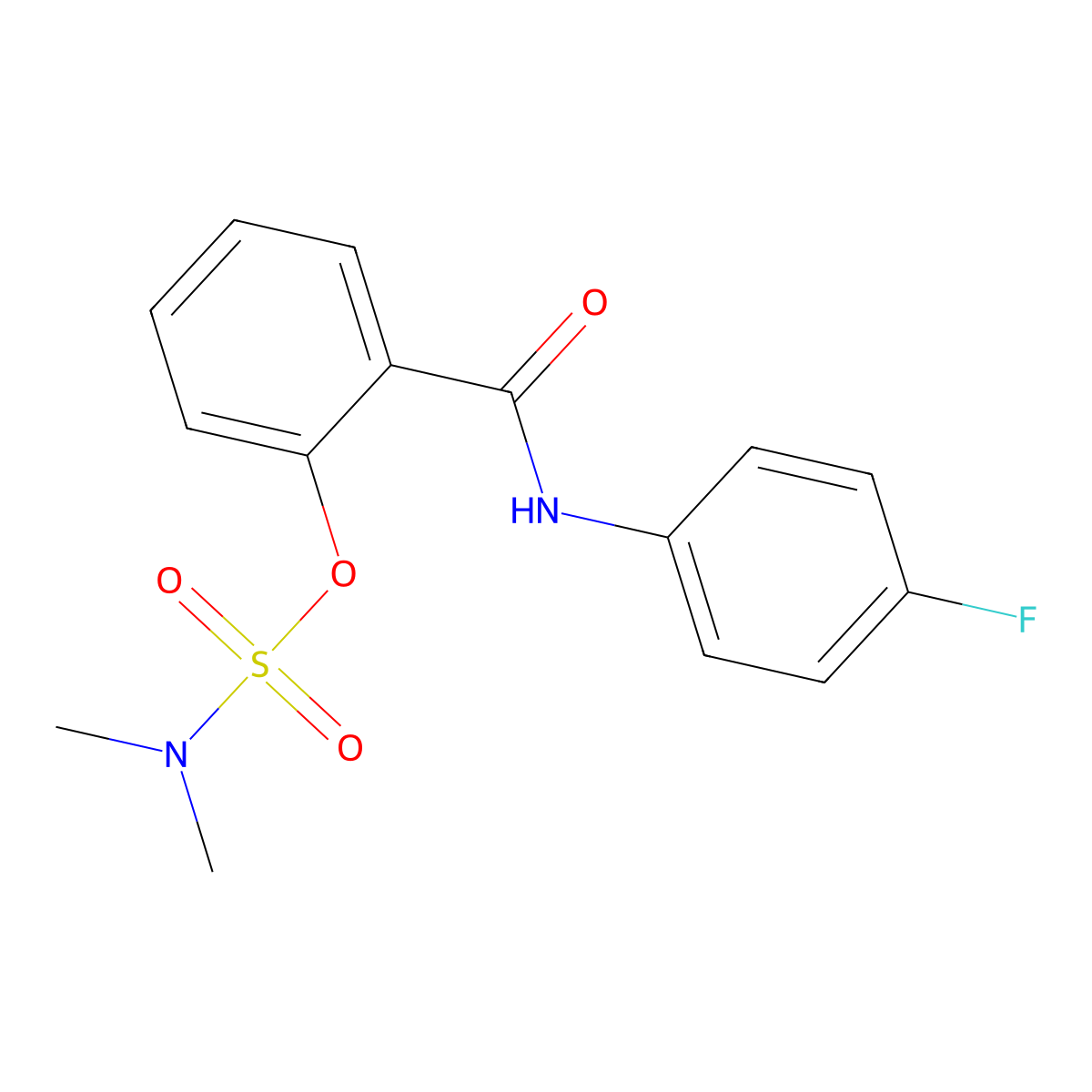 2-[(4-fluoroanilino)carbonyl]phenyl-N,N-dimethylsulfamate molecular structure, CAS 338396-31-9