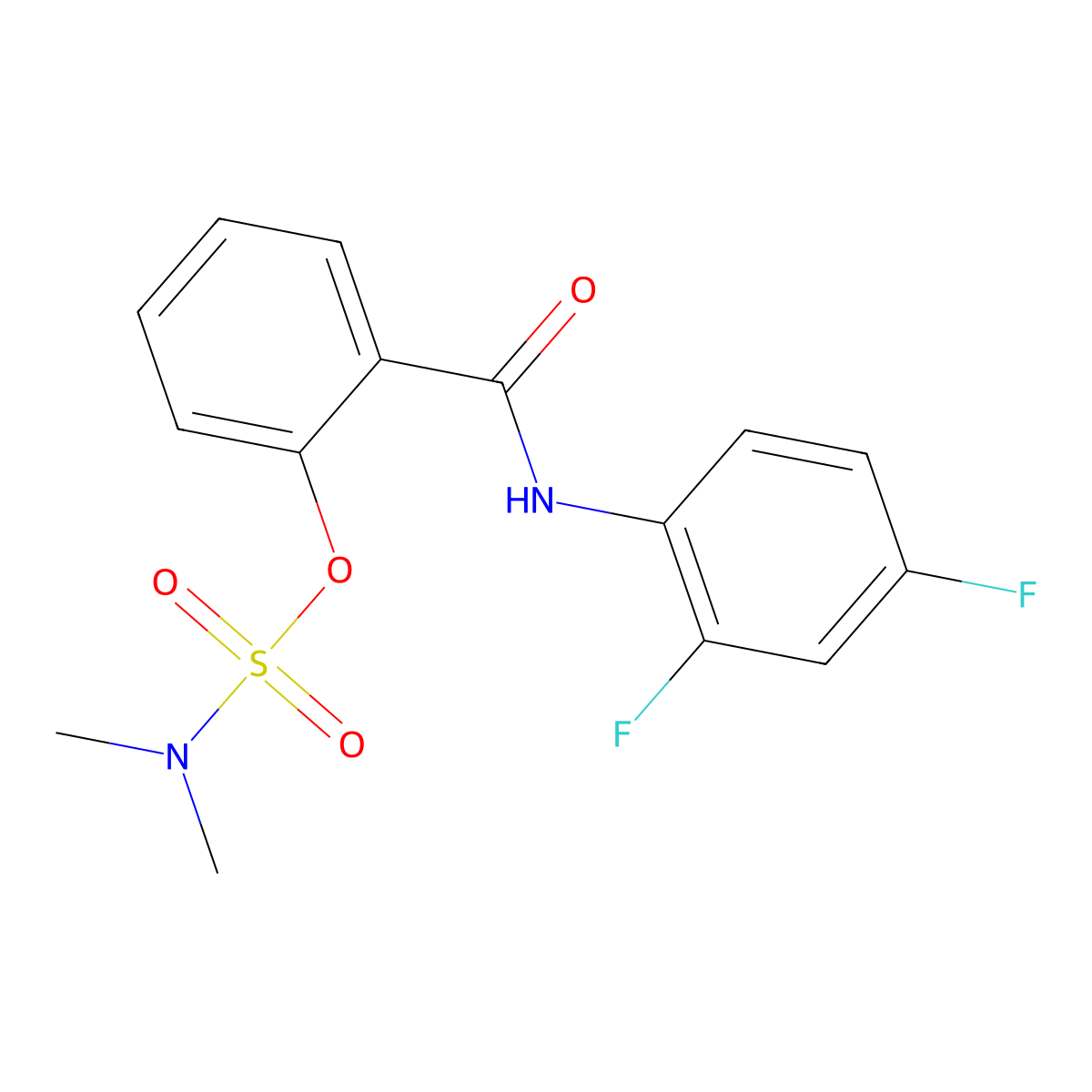 2-[(2,4-difluoroanilino)carbonyl]phenyl-N,N-dimethylsulfamate molecular structure, CAS 338396-32-0