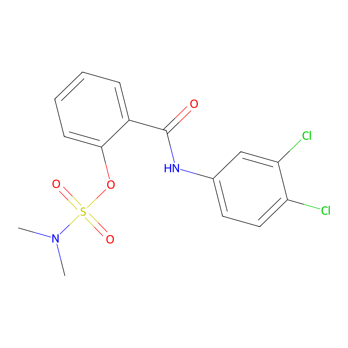 2-[(3,4-dichloroanilino)carbonyl]phenyl-N,N-dimethylsulfamate molecular structure, CAS 338396-39-7