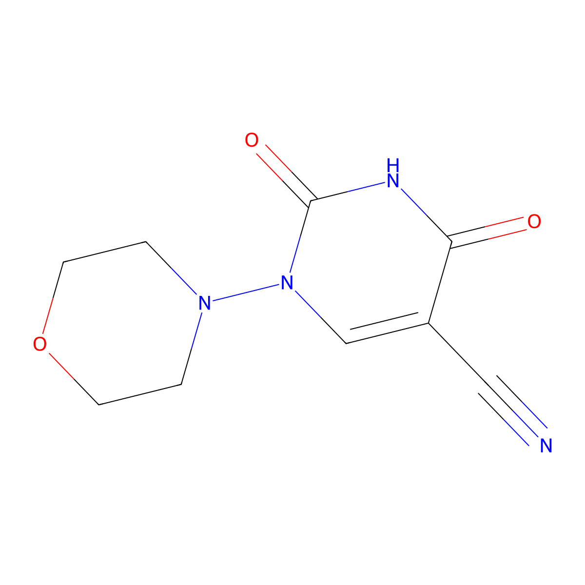 1-Morpholino-2,4-dioxo-1,2,3,4-tetrahydro-5-pyrimidinecarbonitrile molecular structure, CAS 338396-51-3