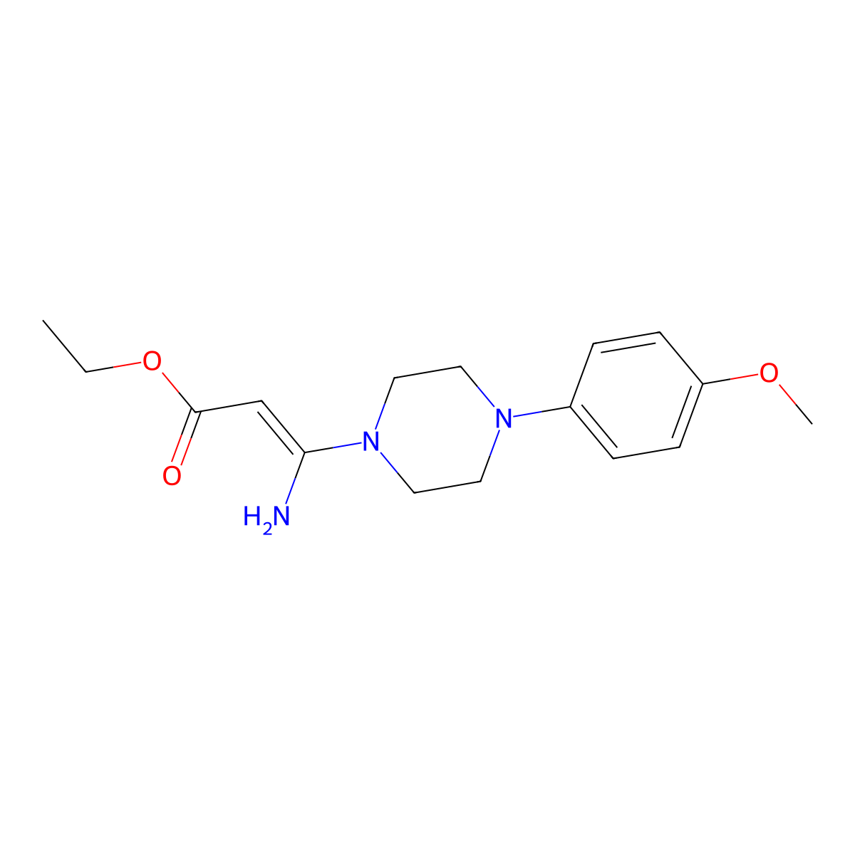 Ethyl 3-amino-3-[4-(4-methoxyphenyl)piperazino]acrylate molecular structure, CAS 338396-53-5