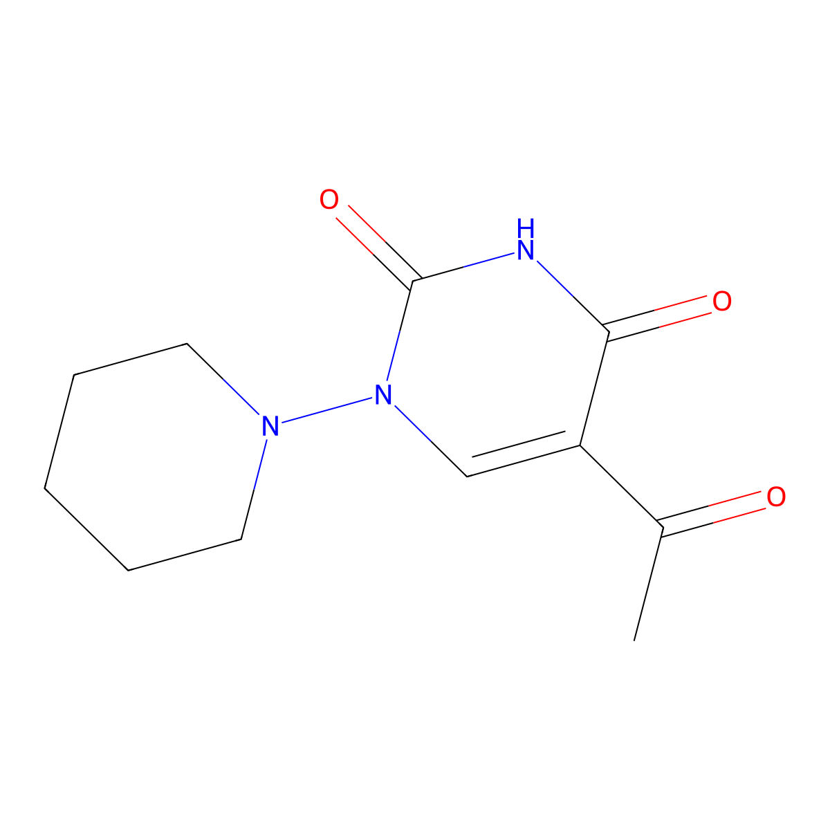 5-acetyl-1-piperidino-2,4(1H,3H)-pyrimidinedione molecular structure, CAS 338396-58-0