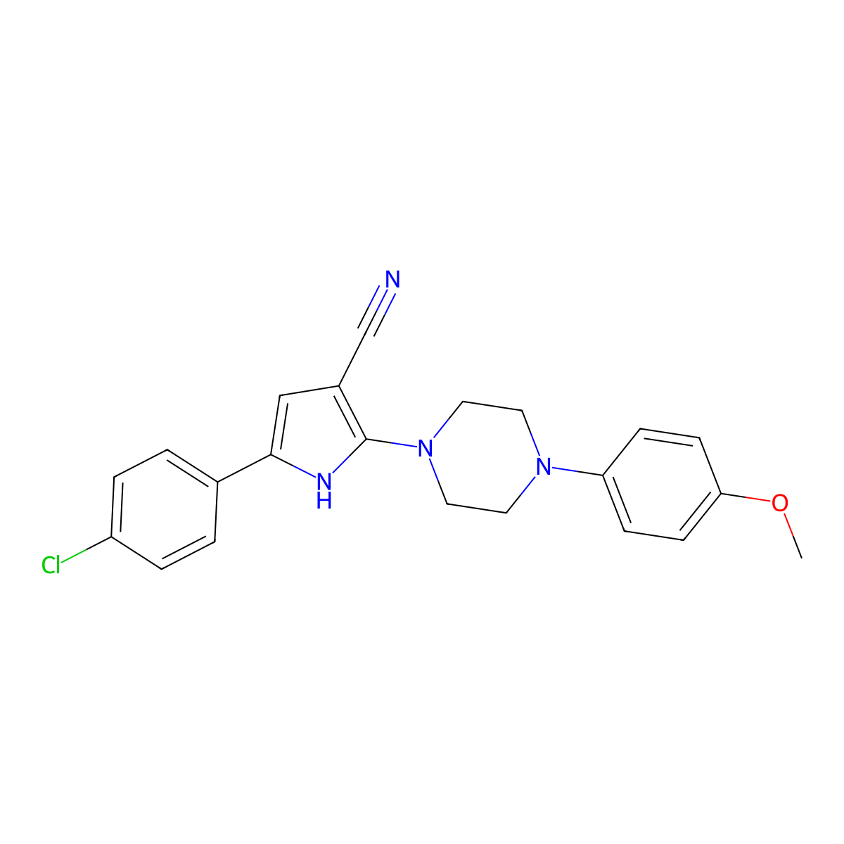 5-(4-chlorophenyl)-2-[4-(4-methoxyphenyl)piperazino]-1H-pyrrole-3-carbonitrile molecular structure, CAS 338396-65-9