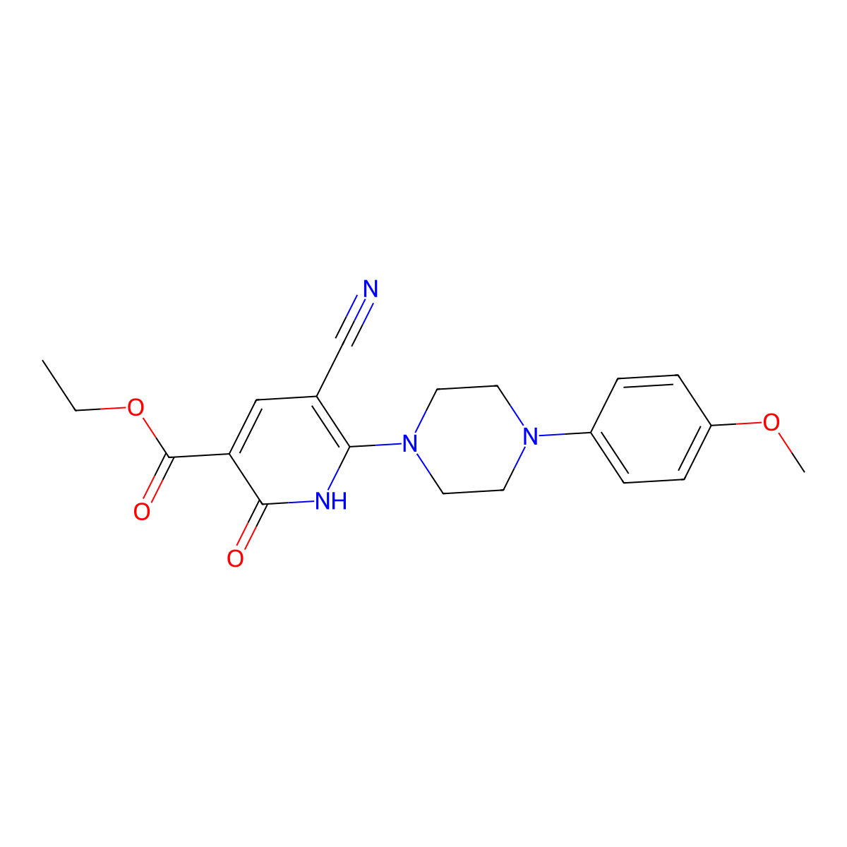 Ethyl 5-cyano-6-[4-(4-methoxyphenyl)piperazino]-2-oxo-1,2-dihydro-3-pyridinecarboxylate molecular structure, CAS 338396-66-0