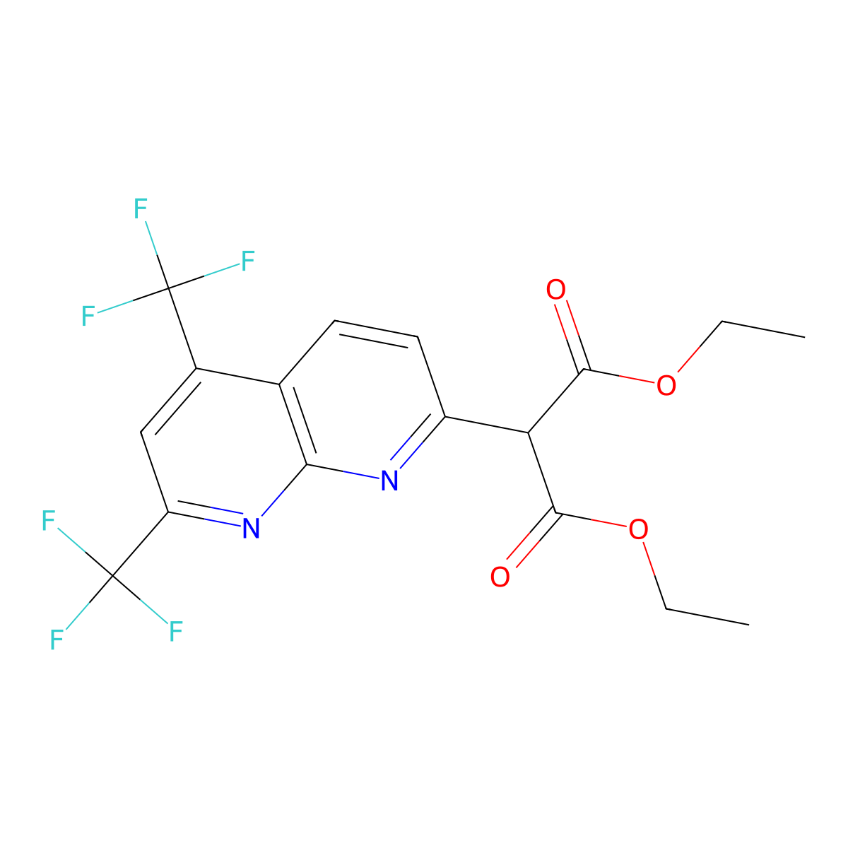 Diethyl 2-[5,7-bis(trifluoromethyl)[1,8]naphthyridin-2-yl]malonate molecular structure, CAS 338396-74-0