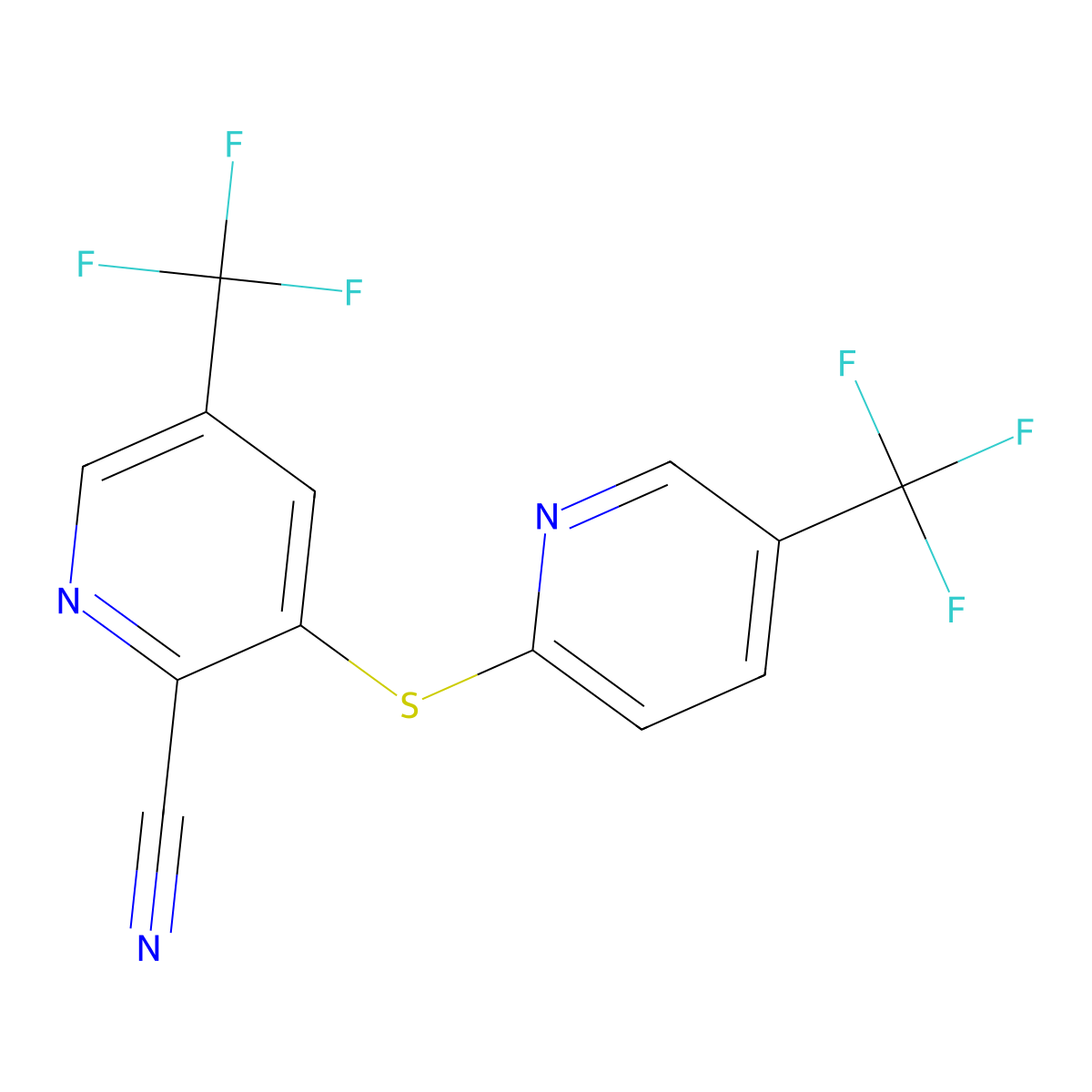 5-(Trifluoromethyl)-3-{[5-(trifluoromethyl)-2-pyridinyl]sulfanyl}-2-pyridinecarbonitrile molecular structure, CAS 338396-86-4