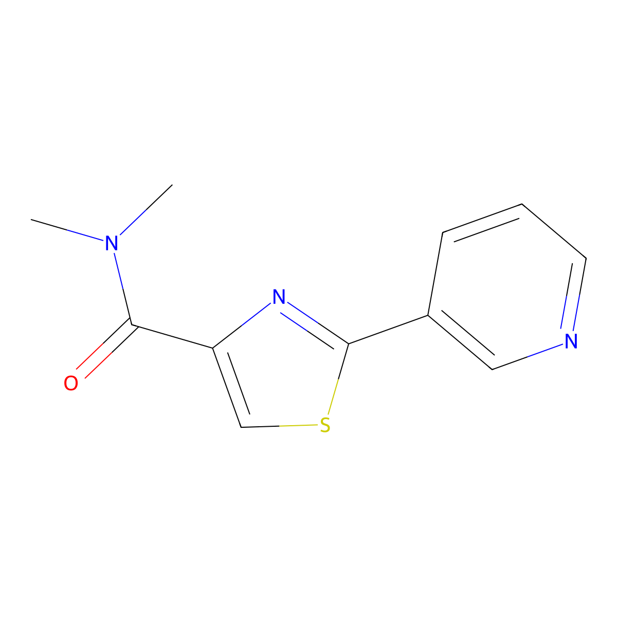 N,N-dimethyl-2-(3-pyridinyl)-1,3-thiazole-4-carboxamide molecular structure, CAS 338396-89-7