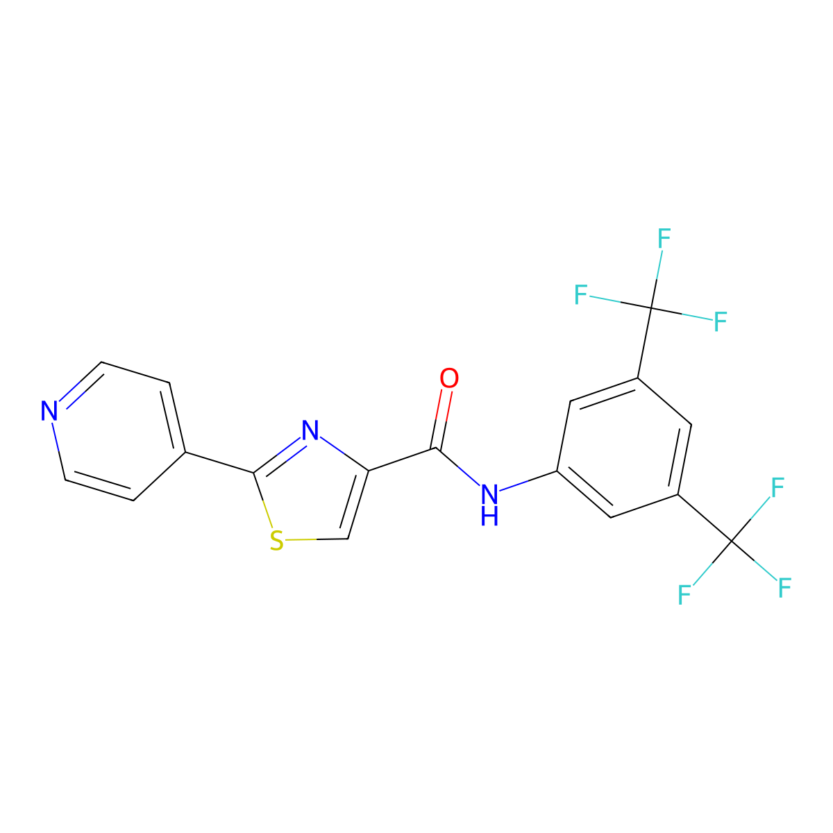 N-[3,5-bis(trifluoromethyl)phenyl]-2-(4-pyridinyl)-1,3-thiazole-4-carboxamide molecular structure, CAS 338396-90-0