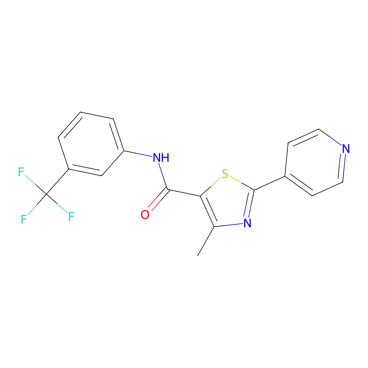 4-methyl-2-(pyridin-4-yl)-N-[3-(trifluoromethyl)phenyl]-1,3-thiazole-5-carboxamide molecular structure, CAS 338396-93-3