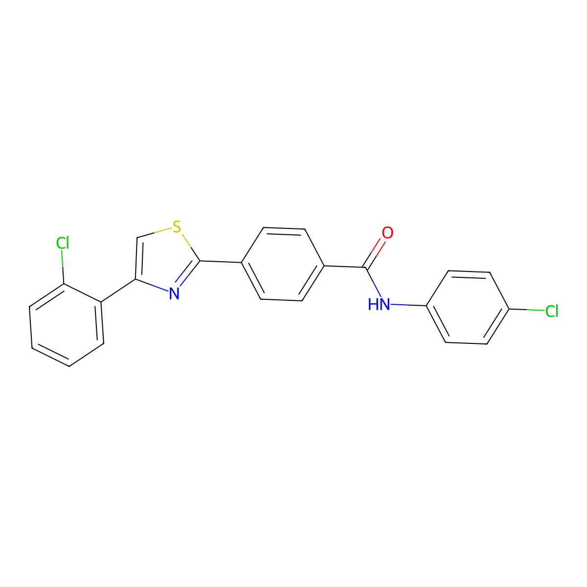 N-(4-chlorophenyl)-4-[4-(2-chlorophenyl)-1,3-thiazol-2-yl]benzamide molecular structure, CAS 338396-96-6
