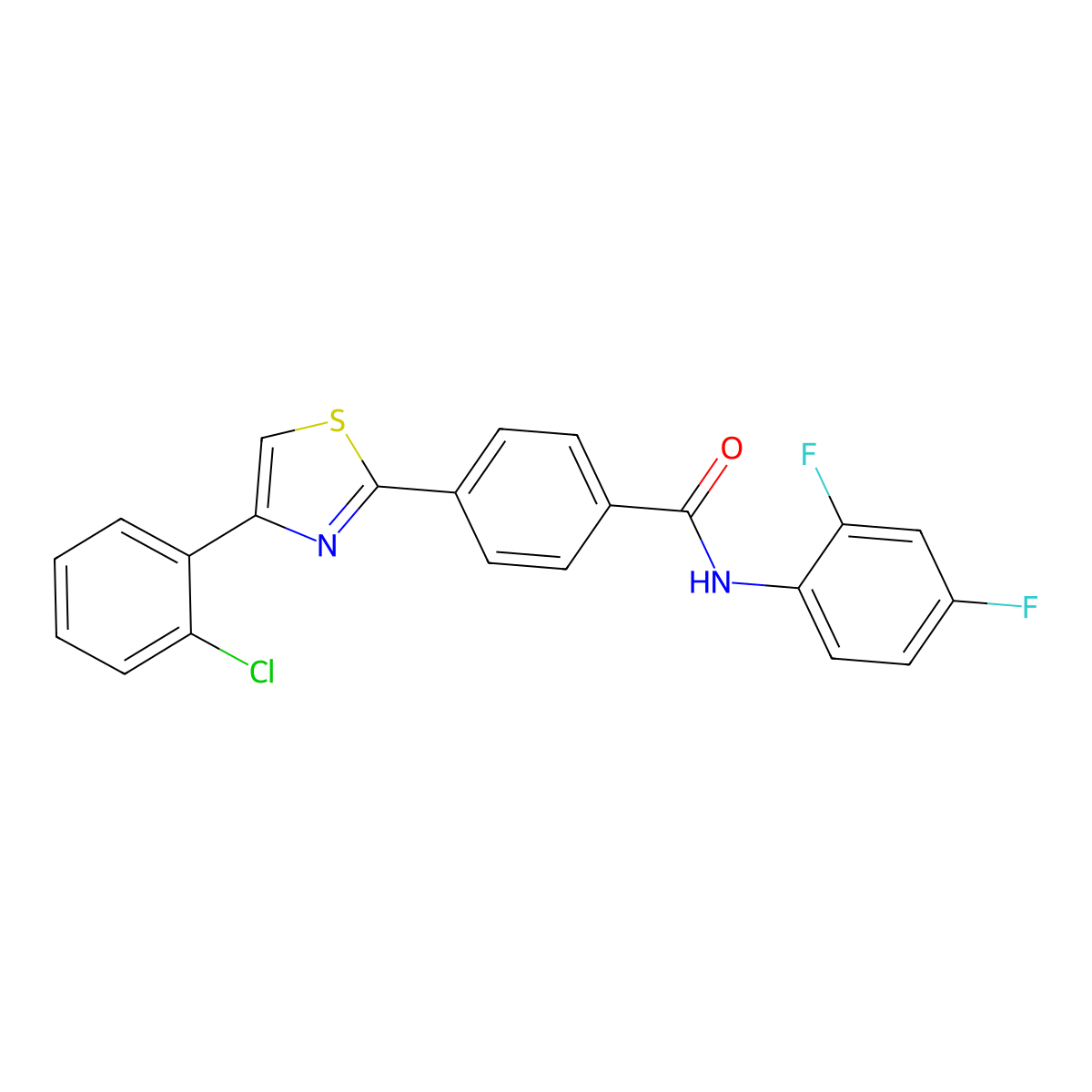 4-[4-(2-chlorophenyl)-1,3-thiazol-2-yl]-N-(2,4-difluorophenyl)benzamide molecular structure, CAS 338396-97-7