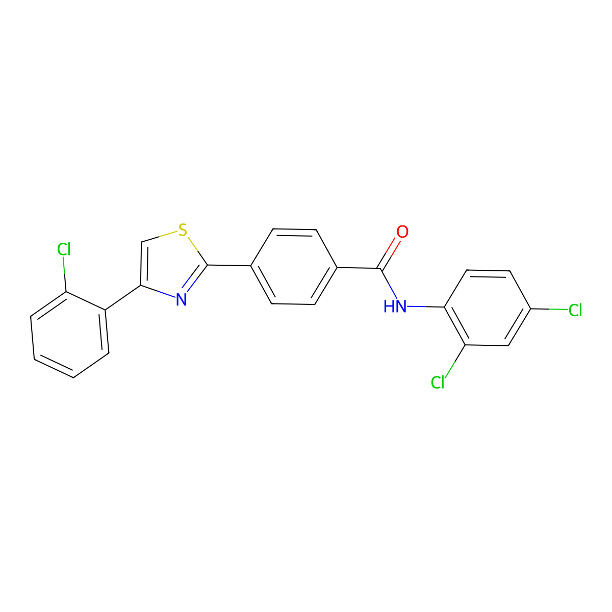 4-[4-(2-chlorophenyl)-1,3-thiazol-2-yl]-N-(2,4-dichlorophenyl)benzamide molecular structure, CAS 338396-98-8
