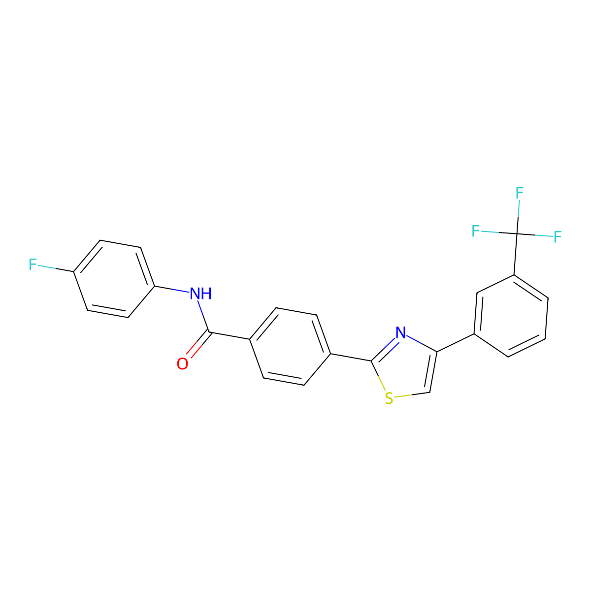 N-(4-fluorophenyl)-4-{4-[3-(trifluoromethyl)phenyl]-1,3-thiazol-2-yl}benzamide molecular structure, CAS 338396-99-9