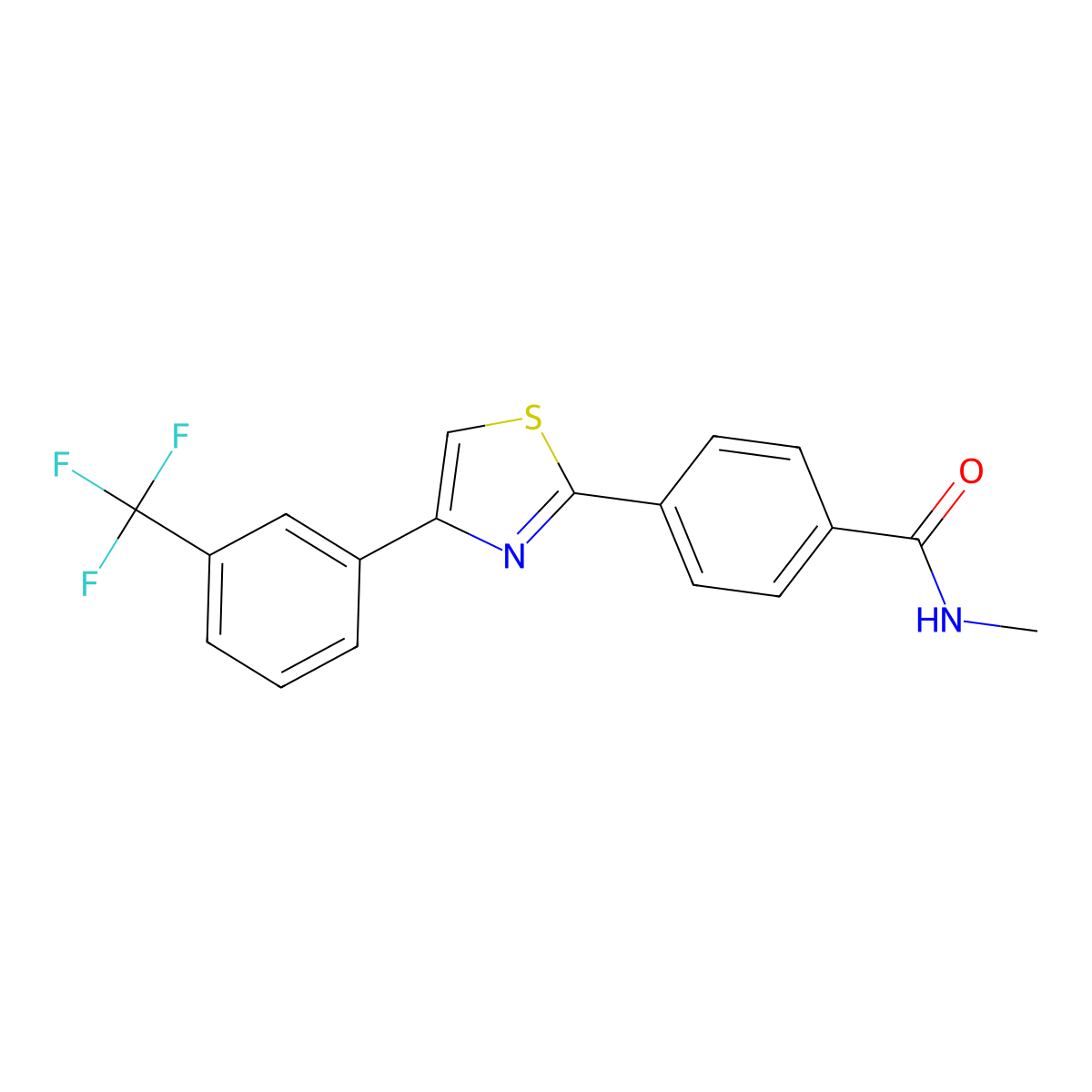 N-methyl-4-{4-[3-(trifluoromethyl)phenyl]-1,3-thiazol-2-yl}benzamide molecular structure, CAS 338397-02-7