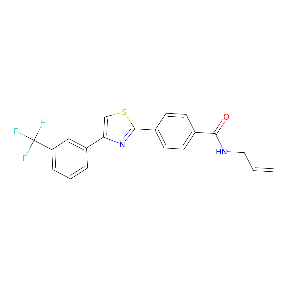 N-allyl-4-{4-[3-(trifluoromethyl)phenyl]-1,3-thiazol-2-yl}benzenecarboxamide molecular structure, CAS 338397-03-8