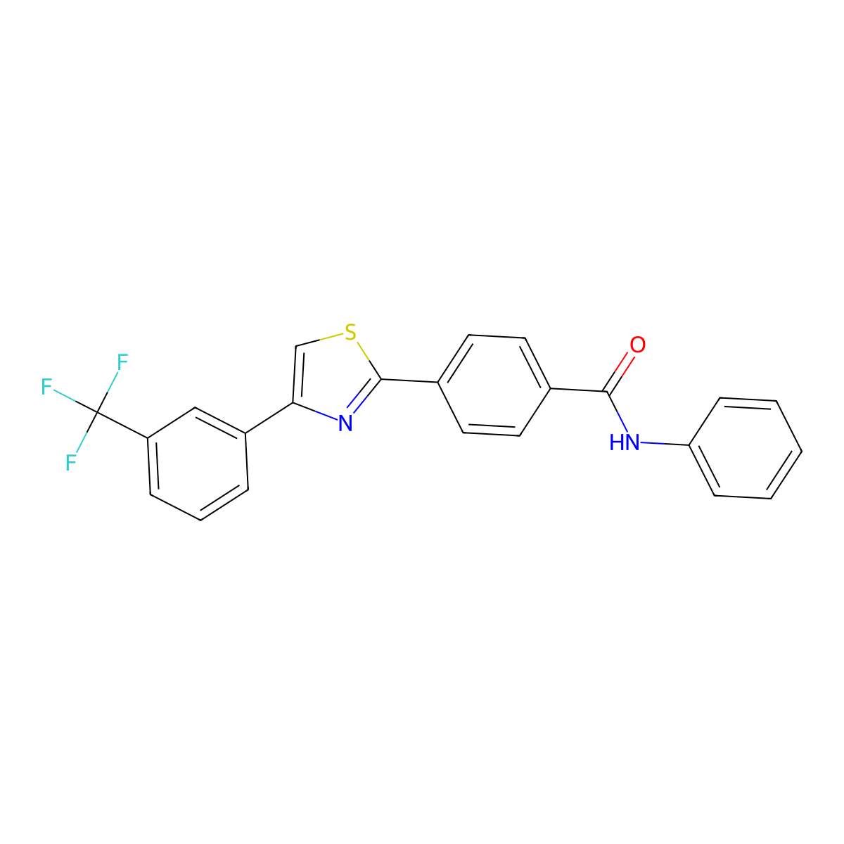 N-phenyl-4-[4-[3-(trifluoromethyl)phenyl]-1,3-thiazol-2-yl]benzamide molecular structure, CAS 338397-06-1