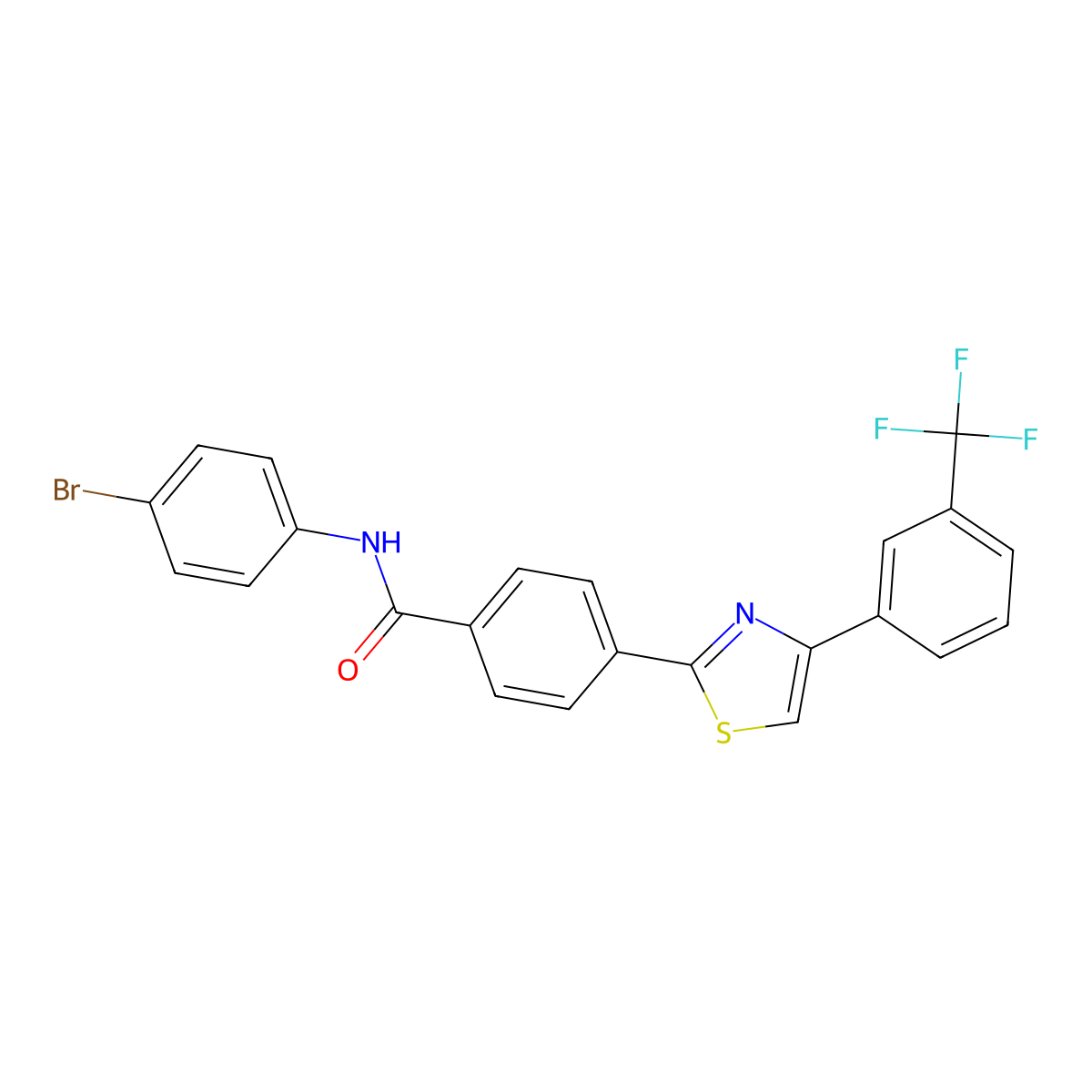N-(4-bromophenyl)-4-{4-[3-(trifluoromethyl)phenyl]-1,3-thiazol-2-yl}benzamide molecular structure, CAS 338397-07-2