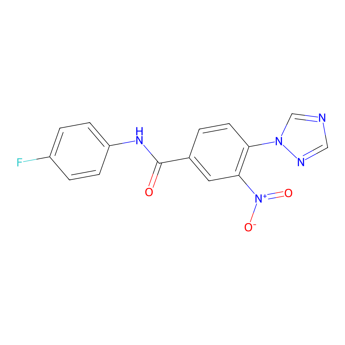 N-(4-fluorophenyl)-3-nitro-4-(1H-1,2,4-triazol-1-yl)benzenecarboxamide molecular structure, CAS 338397-11-8