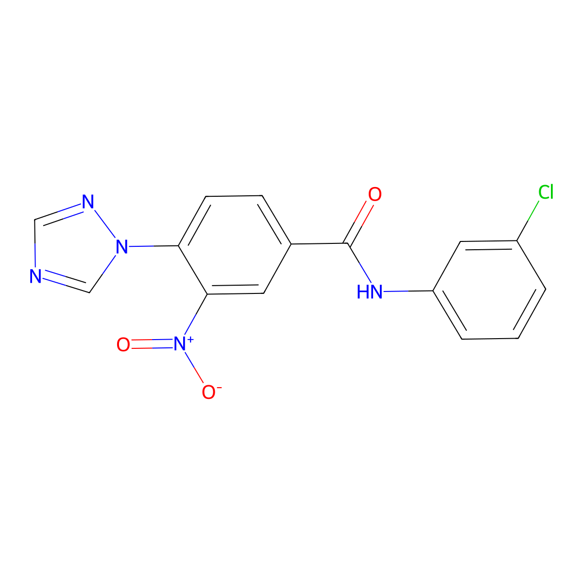 N-(3-chlorophenyl)-3-nitro-4-(1H-1,2,4-triazol-1-yl)benzenecarboxamide molecular structure, CAS 338397-12-9
