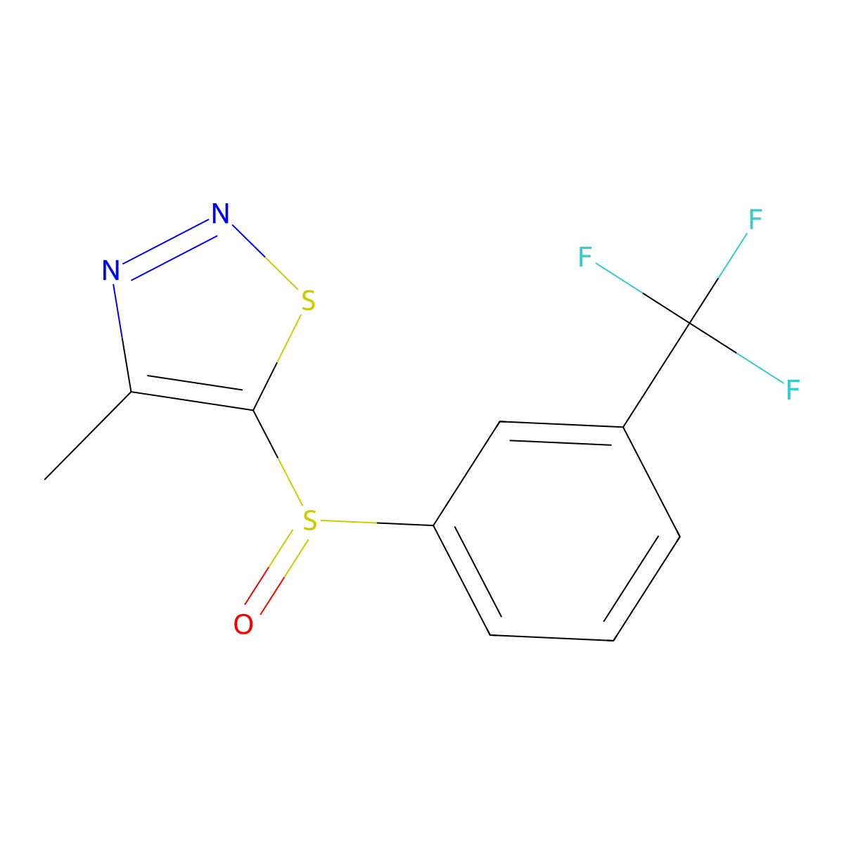 4-Methyl-5-{[3-(trifluoromethyl)phenyl]sulfinyl}-1,2,3-thiadiazole molecular structure, CAS 338397-20-9