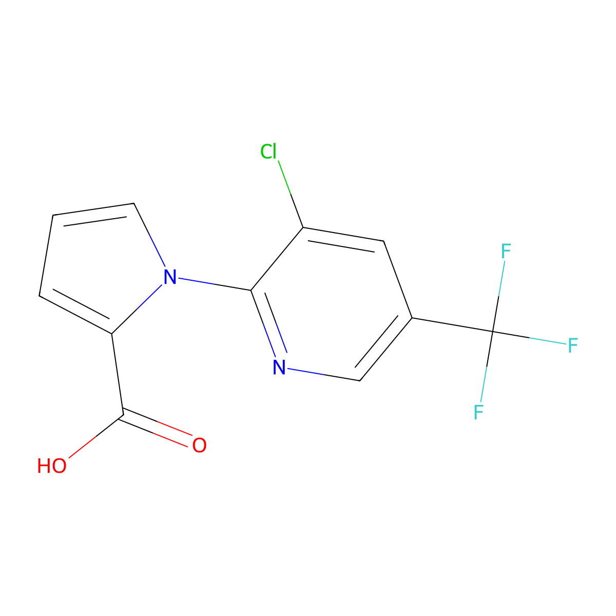 1-[3-chloro-5-(trifluoromethyl)-2-pyridinyl]-1H-pyrrole-2-carboxylic acid molecular structure, CAS 338397-41-4