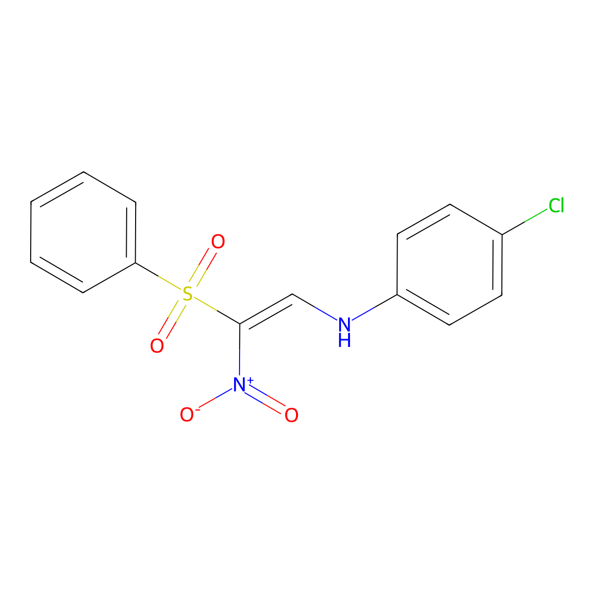N-[(E)-2-(benzenesulfonyl)-2-nitroethenyl]-4-chloroaniline molecular structure, CAS 338397-49-2