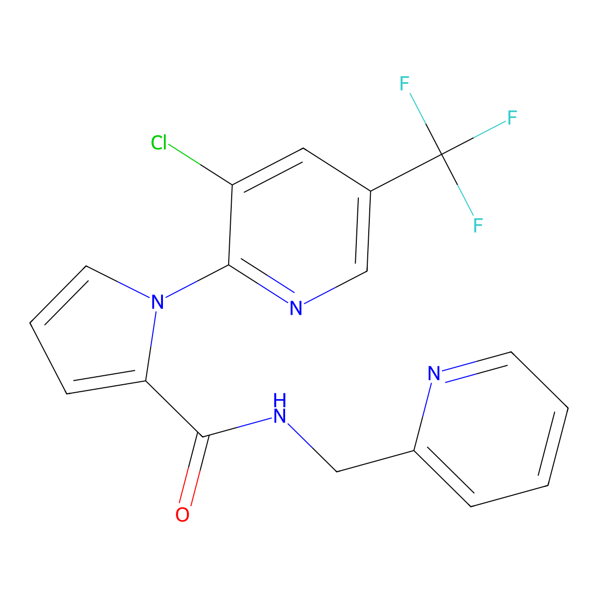 1-[3-chloro-5-(trifluoromethyl)-2-pyridinyl]-N-(2-pyridinylmethyl)-1H-pyrrole-2-carboxamide molecular structure, CAS 338397-53-8