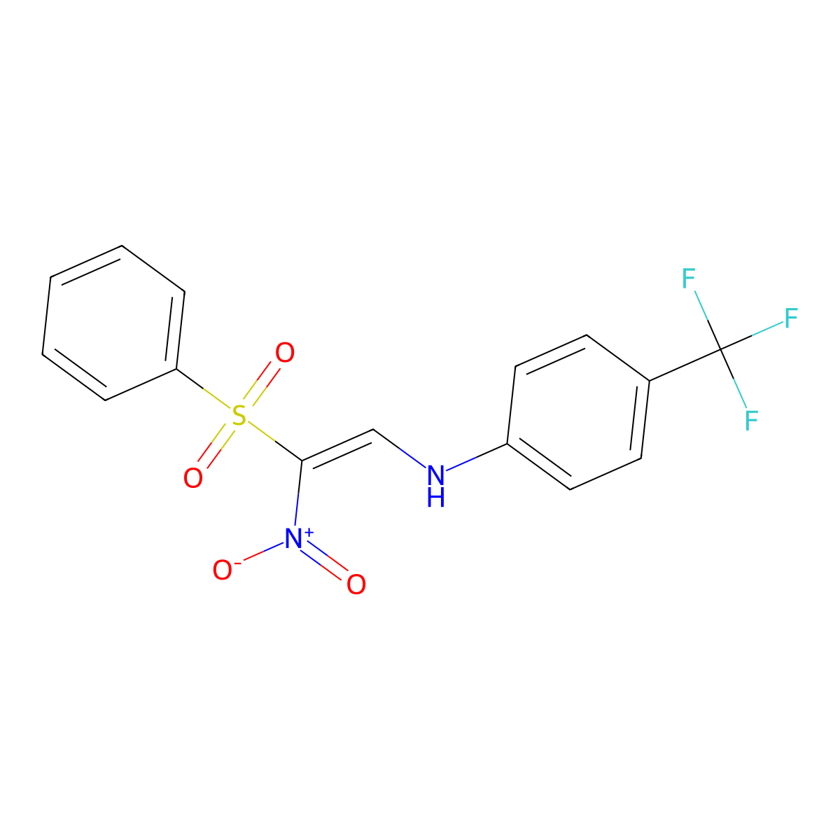 N-[(E)-2-(benzenesulfonyl)-2-nitroethenyl]-4-(trifluoromethyl)aniline molecular structure, CAS 338397-54-9