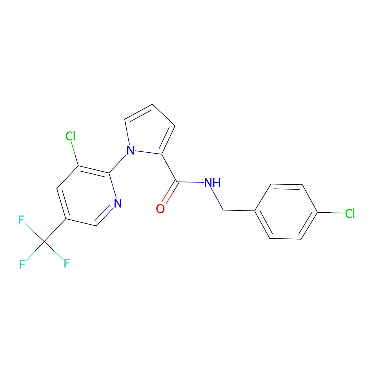 N-[(4-chlorophenyl)methyl]-1-[3-chloro-5-(trifluoromethyl)pyridin-2-yl]pyrrole-2-carboxamide molecular structure, CAS 338397-61-8