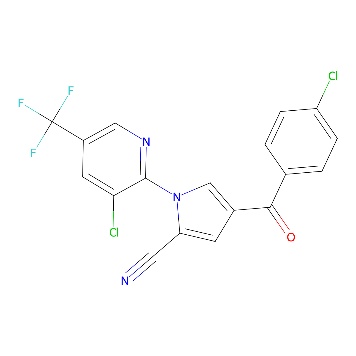 4-(4-Chlorobenzoyl)-1-[3-chloro-5-(trifluoromethyl)pyridin-2-yl]pyrrole-2-carbonitrile molecular structure, CAS 338397-62-9