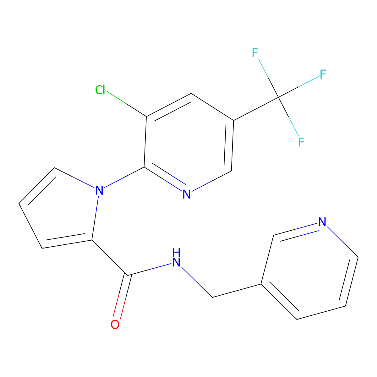 1-[3-chloro-5-(trifluoromethyl)-2-pyridinyl]-N-(3-pyridinylmethyl)-1H-pyrrole-2-carboxamide molecular structure, CAS 338397-65-2