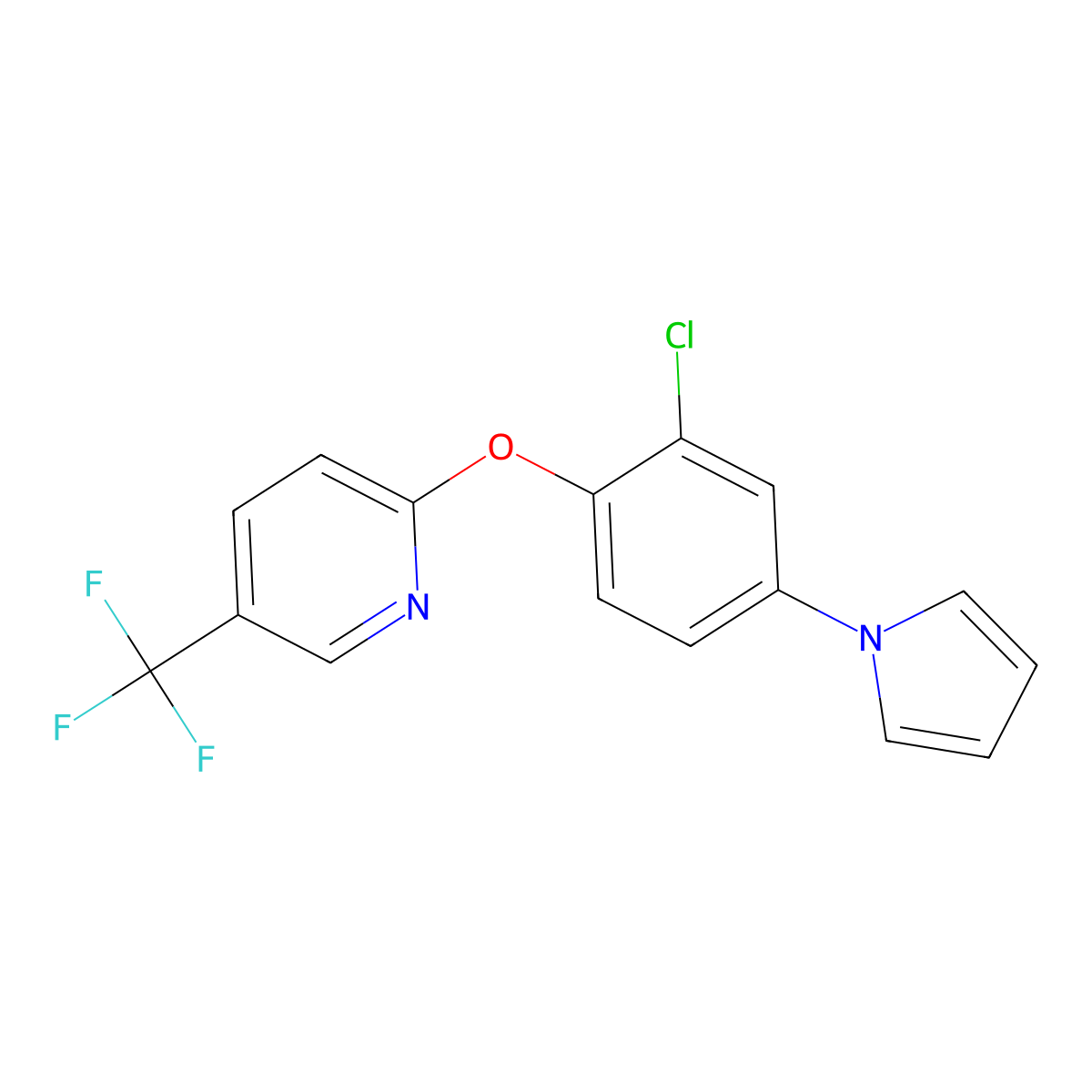 2-chloro-4-(1H-pyrrol-1-yl)phenyl 5-(trifluoromethyl)-2-pyridinyl ether molecular structure, CAS 338397-70-9