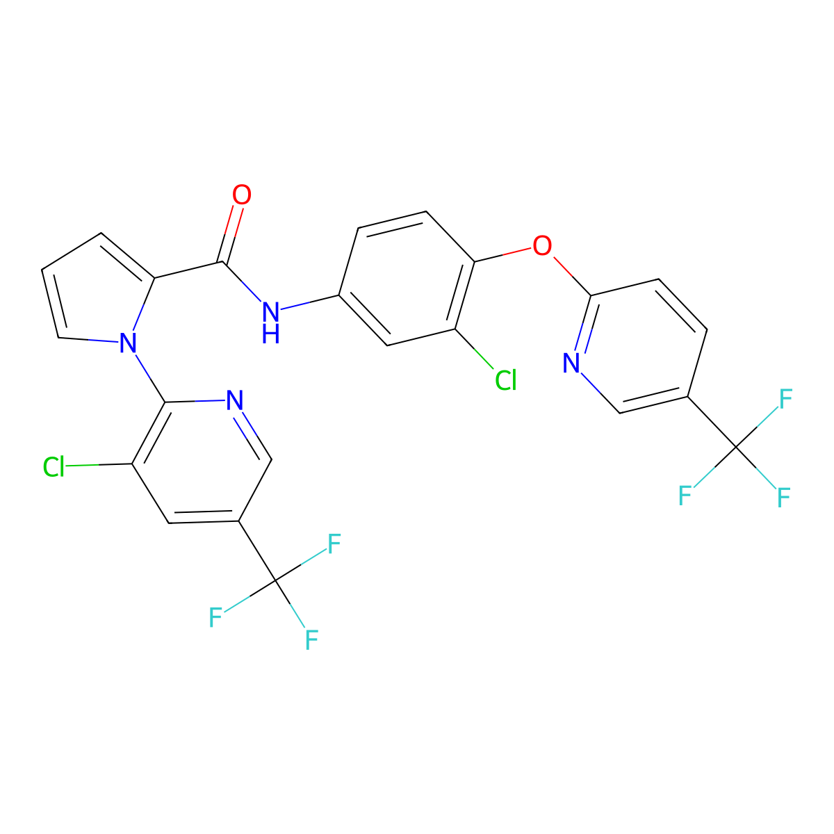 1-[3-chloro-5-(trifluoromethyl)-2-pyridinyl]-N-(3-chloro-4-{[5-(trifluoromethyl)-2-pyridinyl]oxy}phenyl)-1H-pyrrole-2-carboxamide molecular structure, CAS 338397-72-1