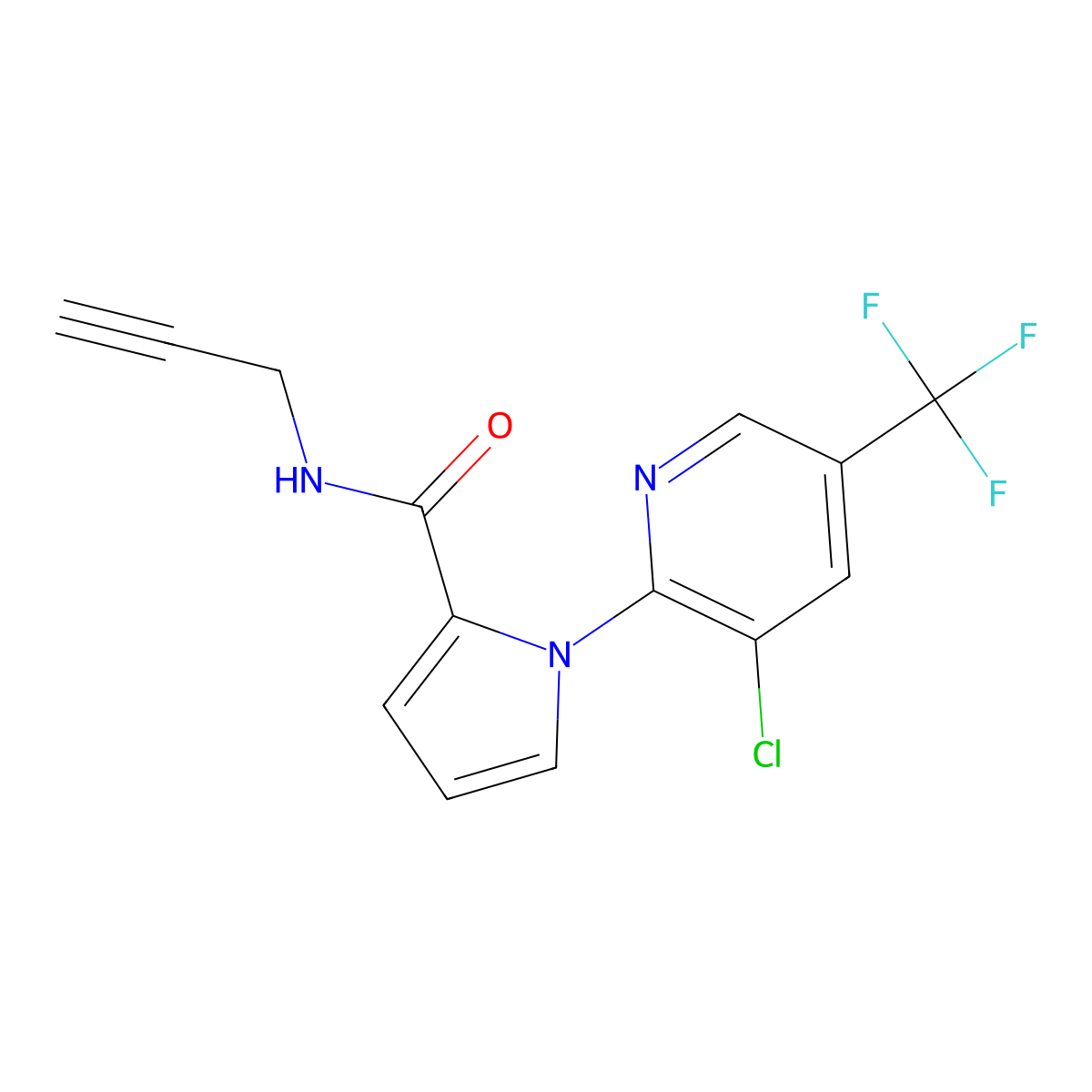 1-[3-chloro-5-(trifluoromethyl)-2-pyridinyl]-N-(2-propynyl)-1H-pyrrole-2-carboxamide molecular structure, CAS 338397-74-3