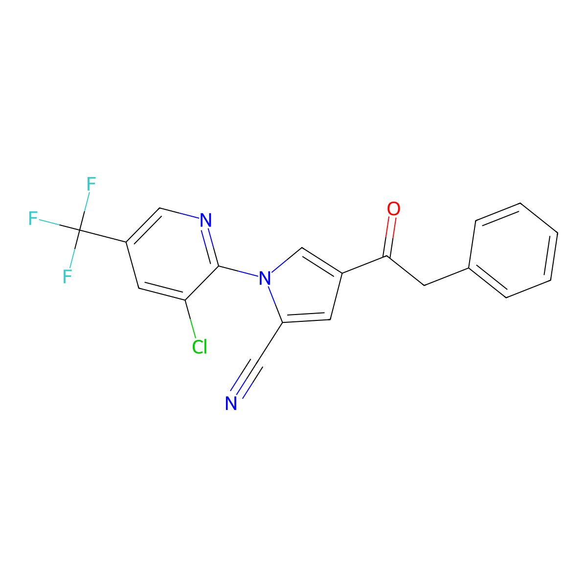 1-[3-chloro-5-(trifluoromethyl)-2-pyridinyl]-4-(2-phenylacetyl)-1H-pyrrole-2-carbonitrile molecular structure, CAS 338397-77-6