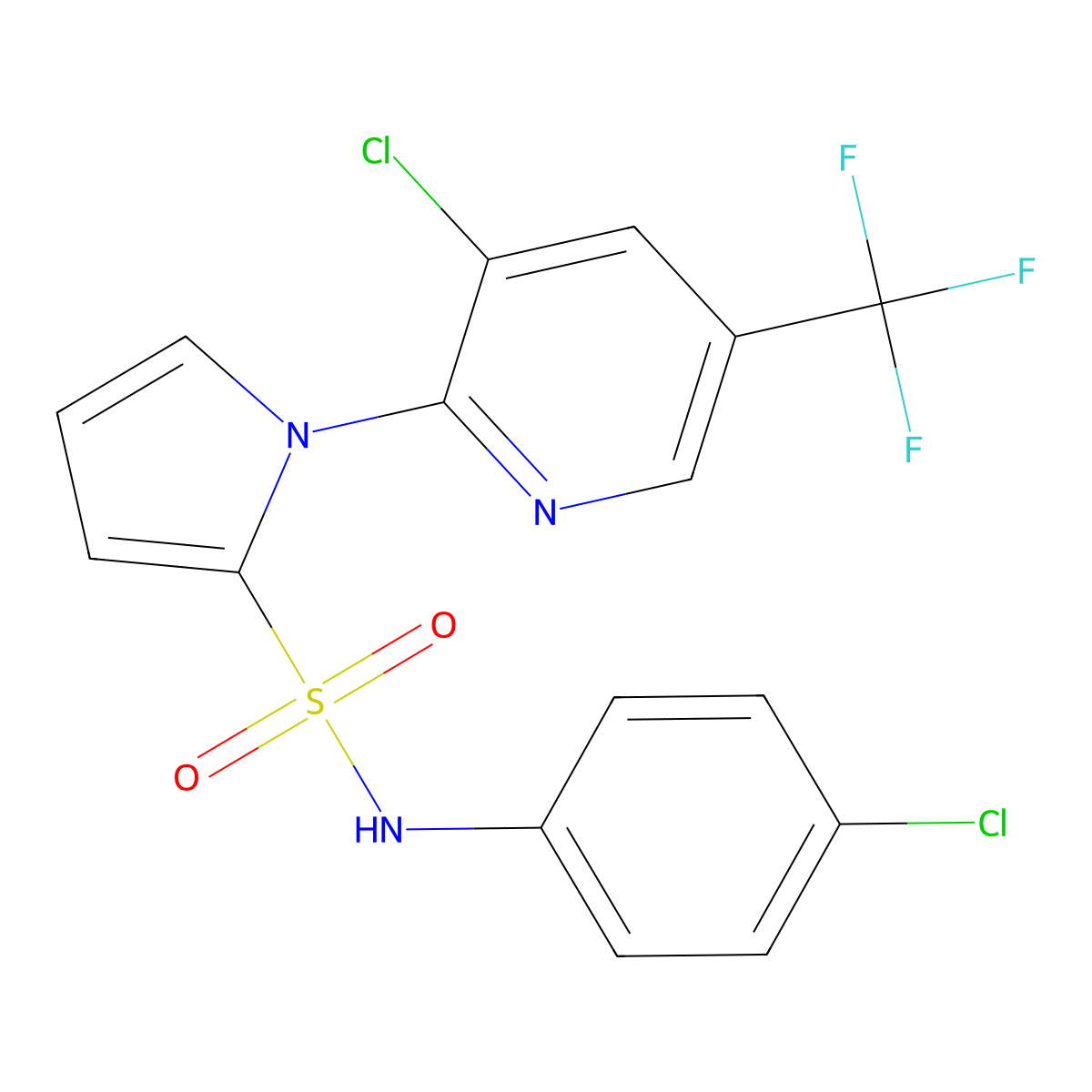 N-(4-chlorophenyl)-1-[3-chloro-5-(trifluoromethyl)pyridin-2-yl]pyrrole-2-sulfonamide molecular structure, CAS 338397-95-8