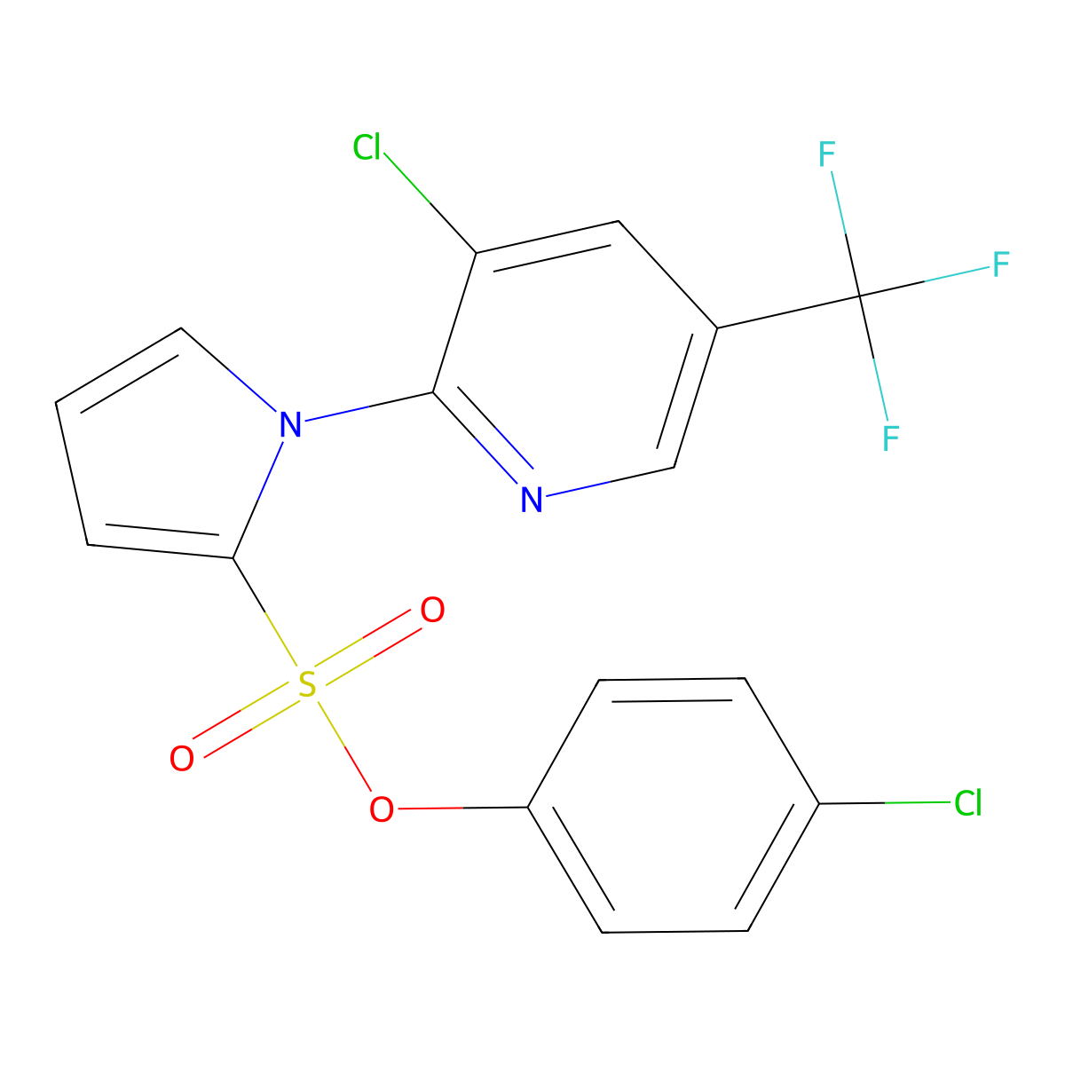 4-chlorophenyl 1-[3-chloro-5-(trifluoromethyl)-2-pyridinyl]-1H-pyrrole-2-sulfonate molecular structure, CAS 338397-96-9