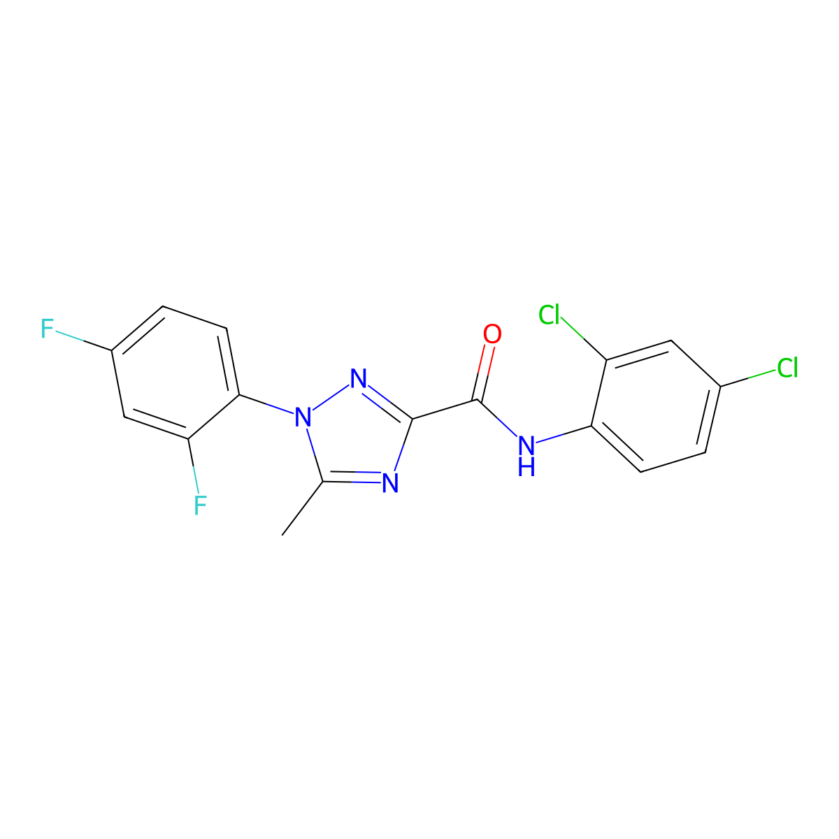 N-(2,4-dichlorophenyl)-1-(2,4-difluorophenyl)-5-methyl-1H-1,2,4-triazole-3-carboxamide molecular structure, CAS 338397-98-1