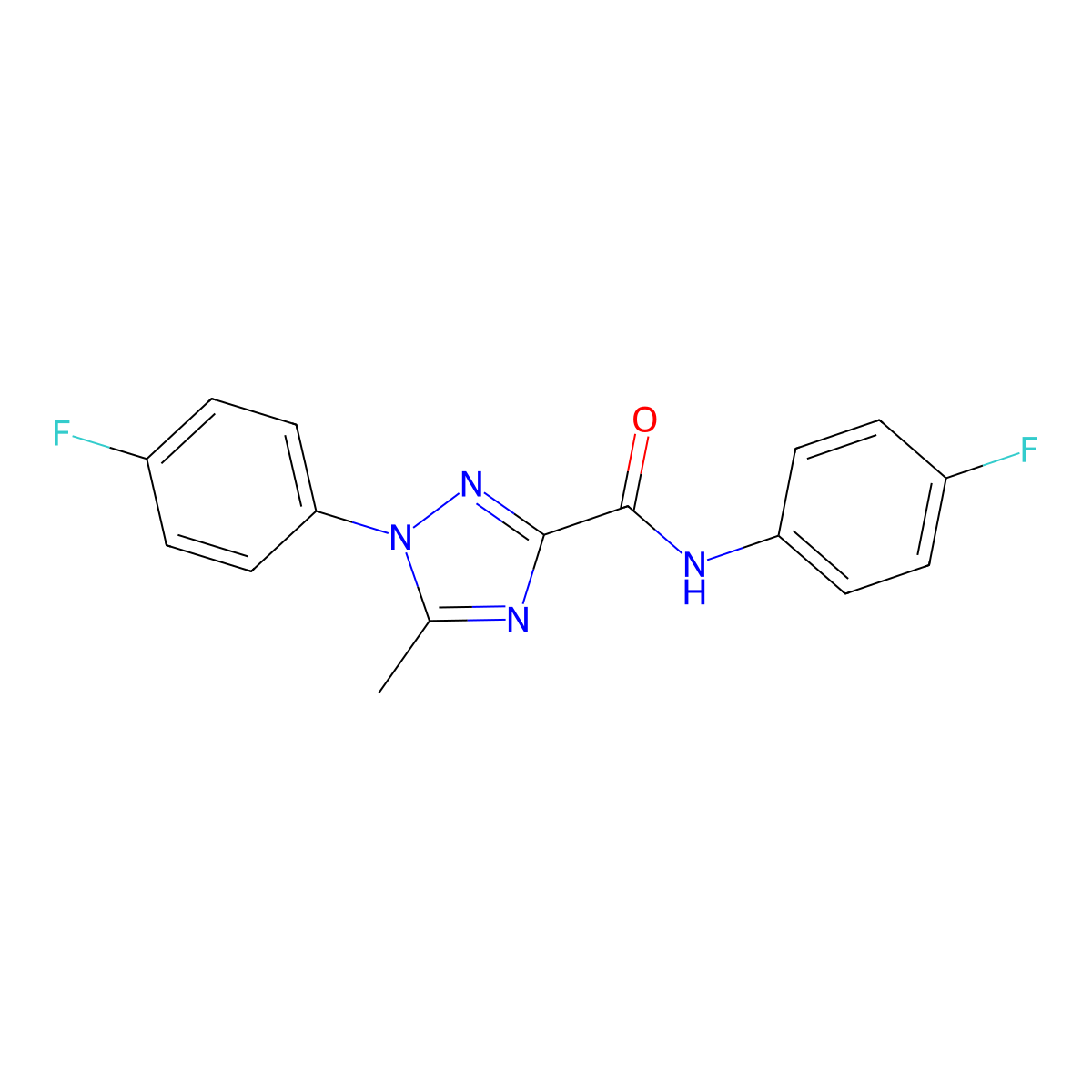 N,1-bis(4-fluorophenyl)-5-methyl-1H-1,2,4-triazole-3-carboxamide molecular structure, CAS 338398-04-2