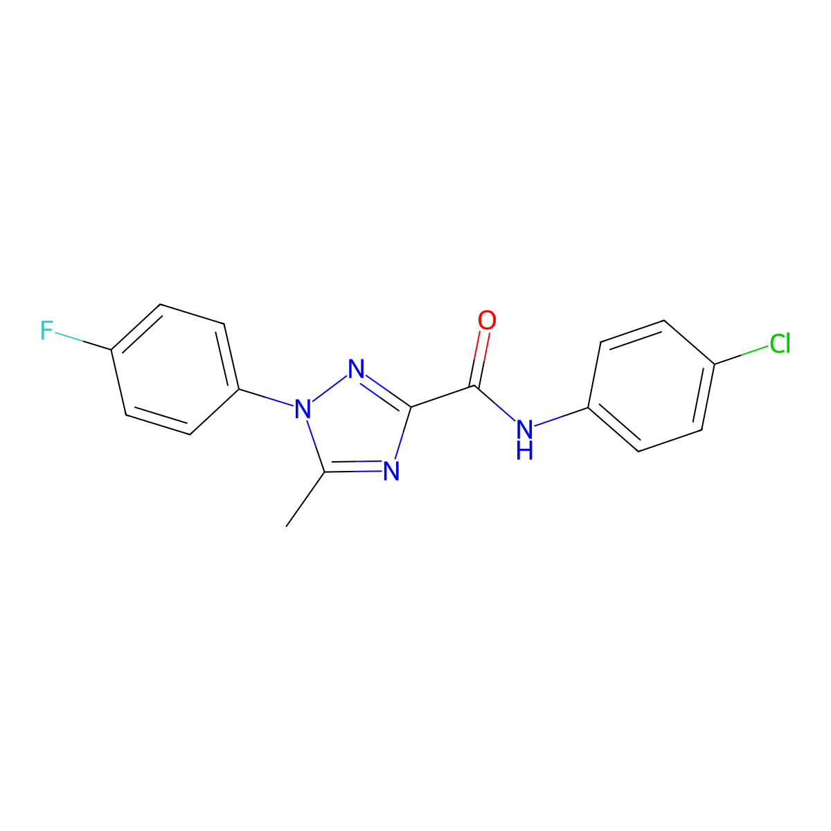 N-(4-chlorophenyl)-1-(4-fluorophenyl)-5-methyl-1H-1,2,4-triazole-3-carboxamide molecular structure, CAS 338398-11-1