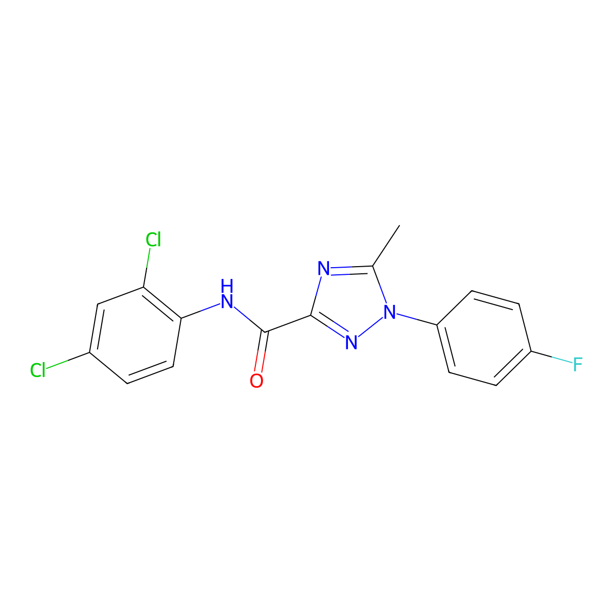 N-(2,4-dichlorophenyl)-1-(4-fluorophenyl)-5-methyl-1H-1,2,4-triazole-3-carboxamide molecular structure, CAS 338398-12-2