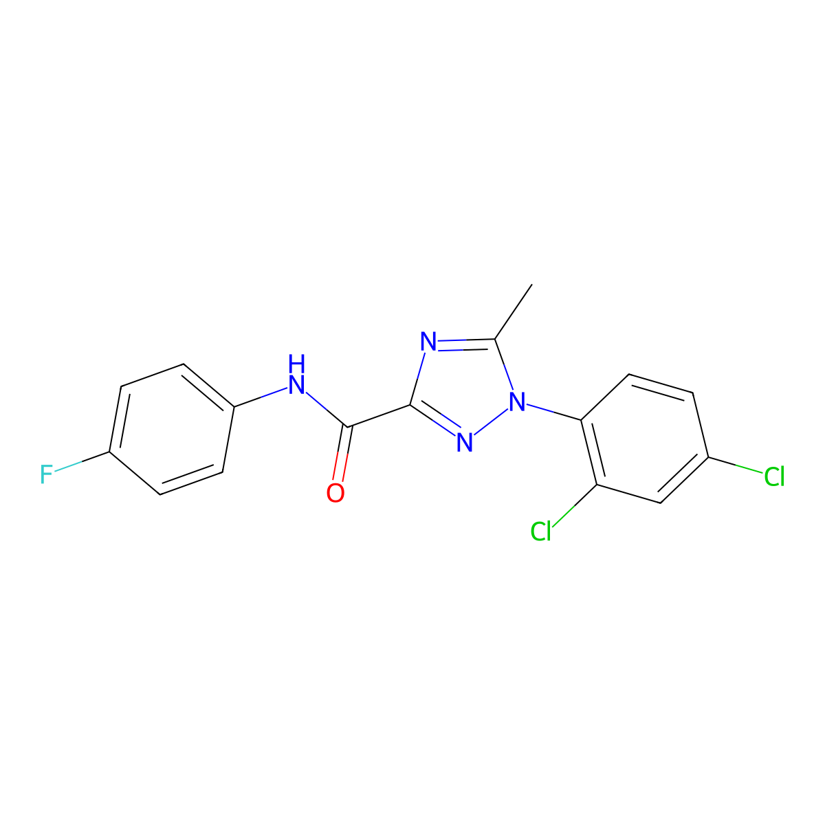 1-(2,4-dichlorophenyl)-N-(4-fluorophenyl)-5-methyl-1H-1,2,4-triazole-3-carboxamide molecular structure, CAS 338398-15-5