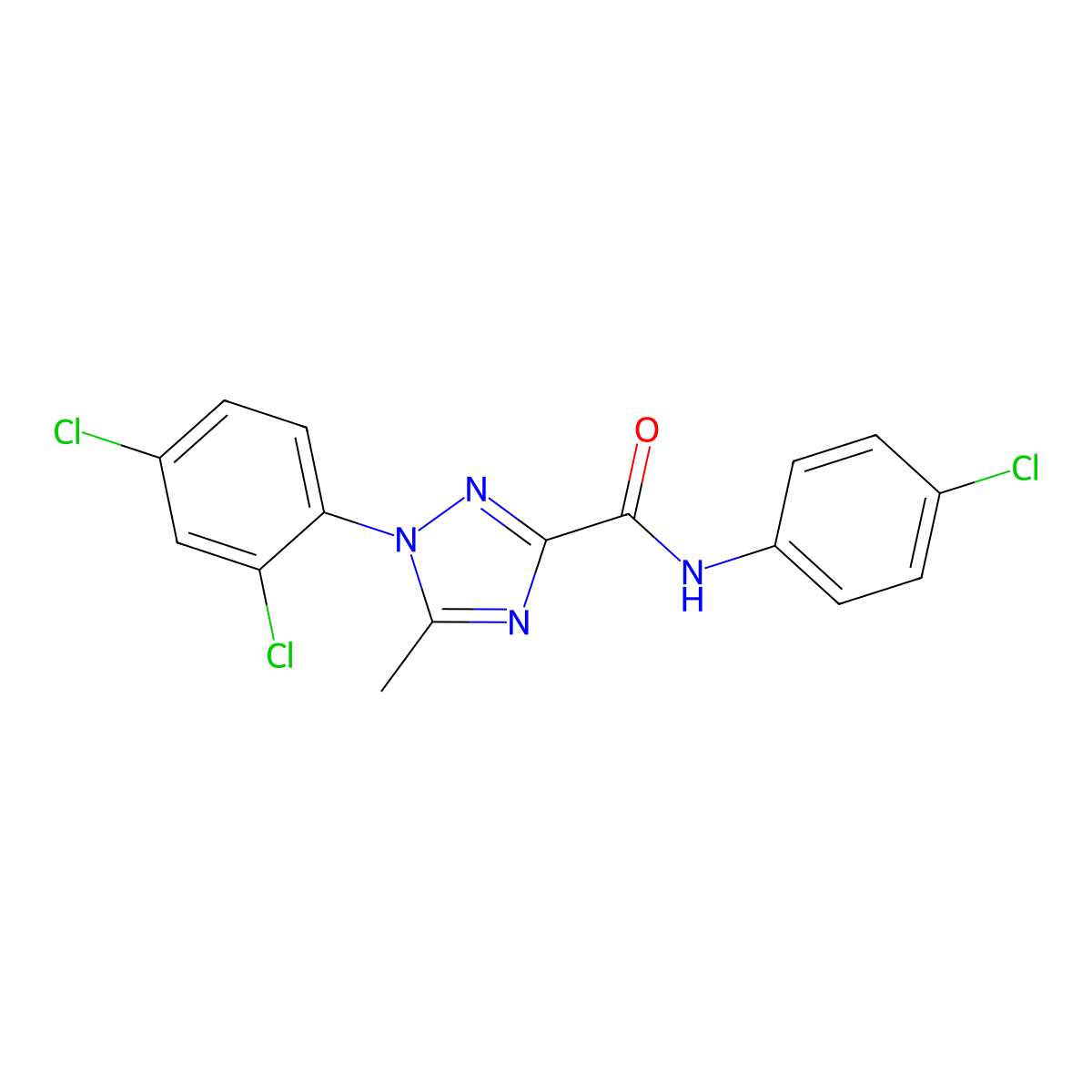 N-(4-chlorophenyl)-1-(2,4-dichlorophenyl)-5-methyl-1H-1,2,4-triazole-3-carboxamide molecular structure, CAS 338398-16-6