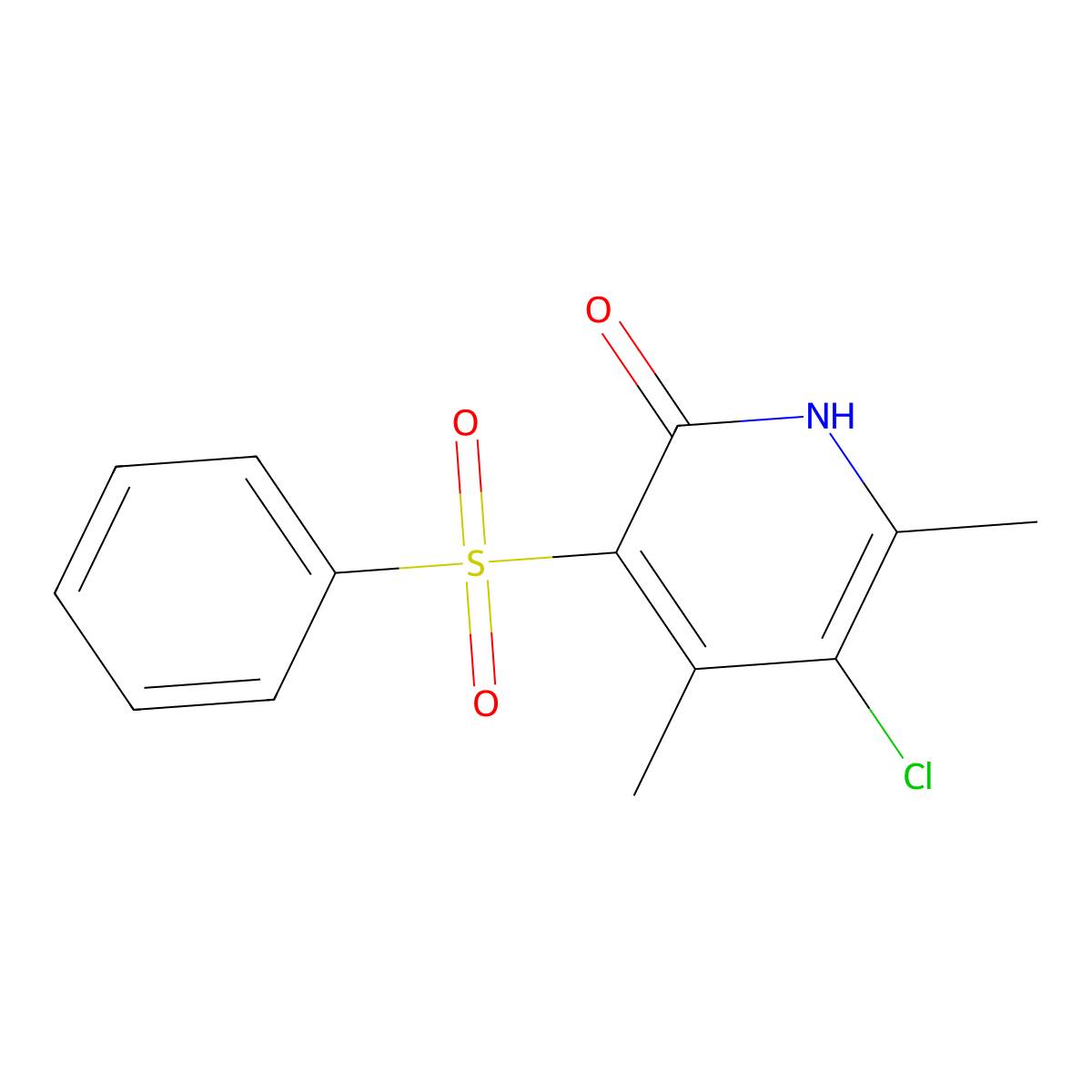5-Chloro-4,6-dimethyl-3-(phenylsulfonyl)-2(1H)-pyridinone molecular structure, CAS 338398-23-5