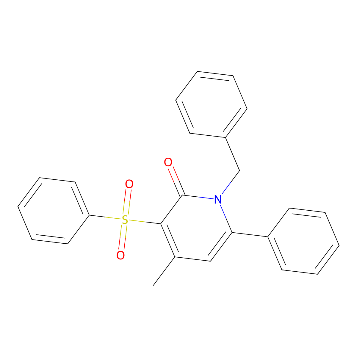 1-benzyl-4-methyl-6-phenyl-3-(phenylsulfonyl)-2(1H)-pyridinone molecular structure, CAS 338398-24-6