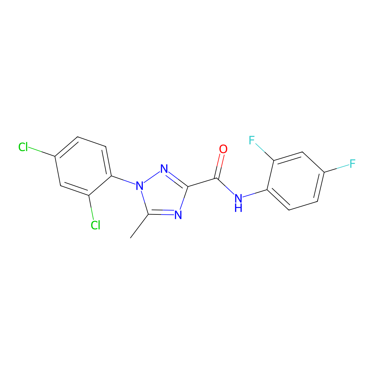 1-(2,4-dichlorophenyl)-N-(2,4-difluorophenyl)-5-methyl-1H-1,2,4-triazole-3-carboxamide molecular structure, CAS 338398-25-7
