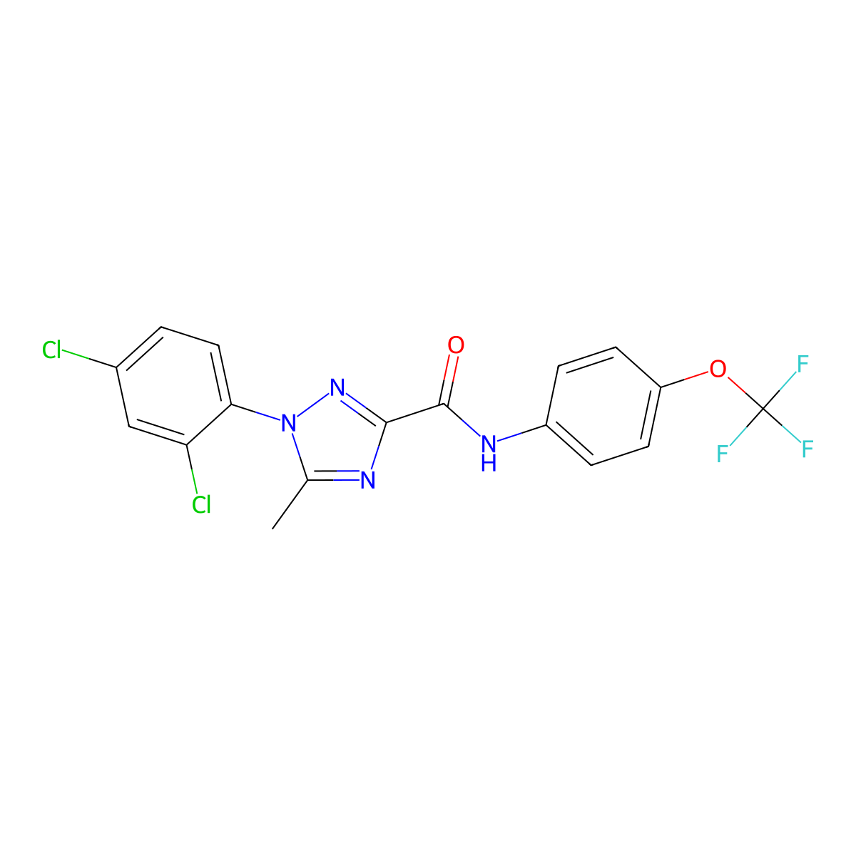 1-(2,4-dichlorophenyl)-5-methyl-N-[4-(trifluoromethoxy)phenyl]-1H-1,2,4-triazole-3-carboxamide molecular structure, CAS 338398-27-9