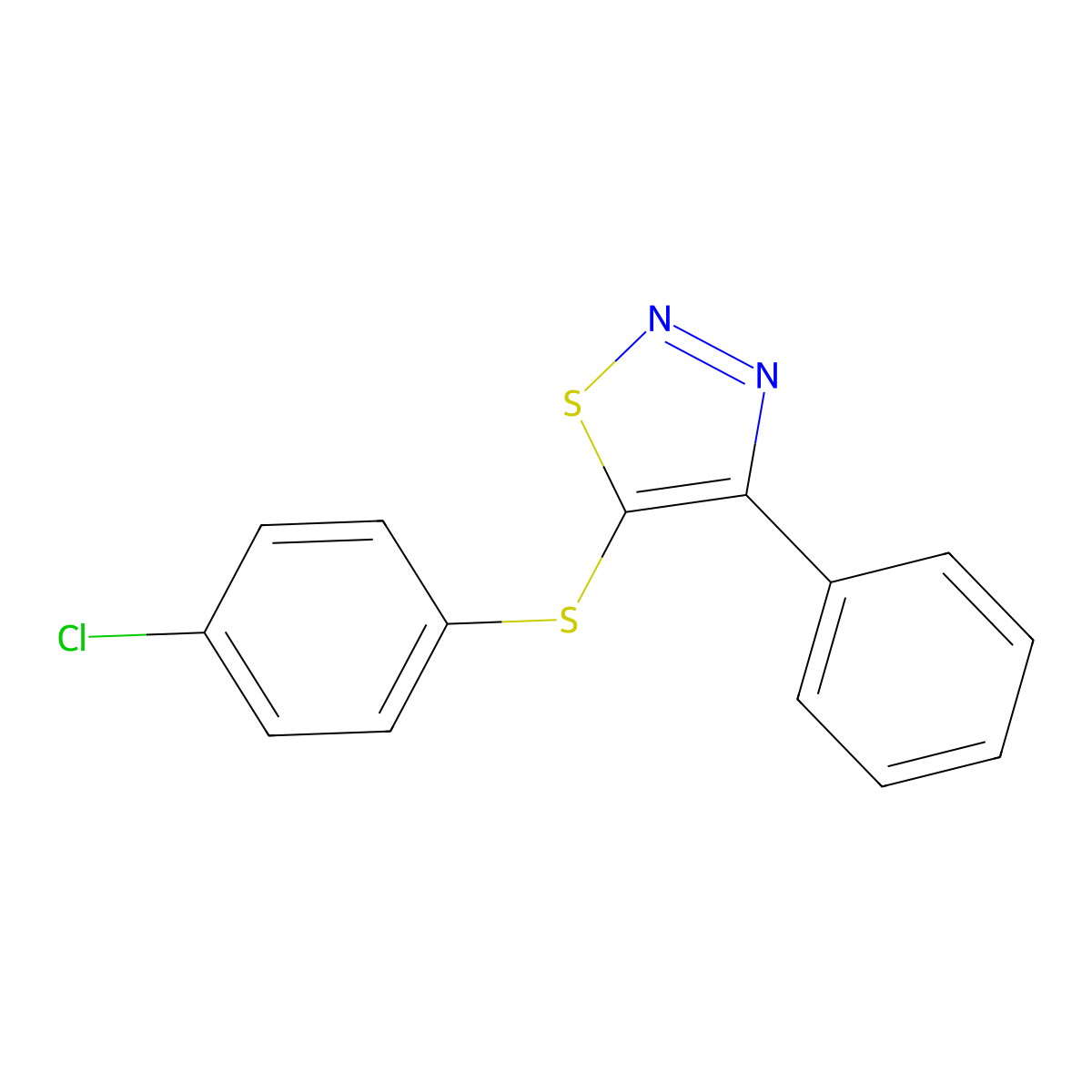 4-Chlorophenyl 4-phenyl-1,2,3-thiadiazol-5-yl sulfide molecular structure, CAS 338398-29-1